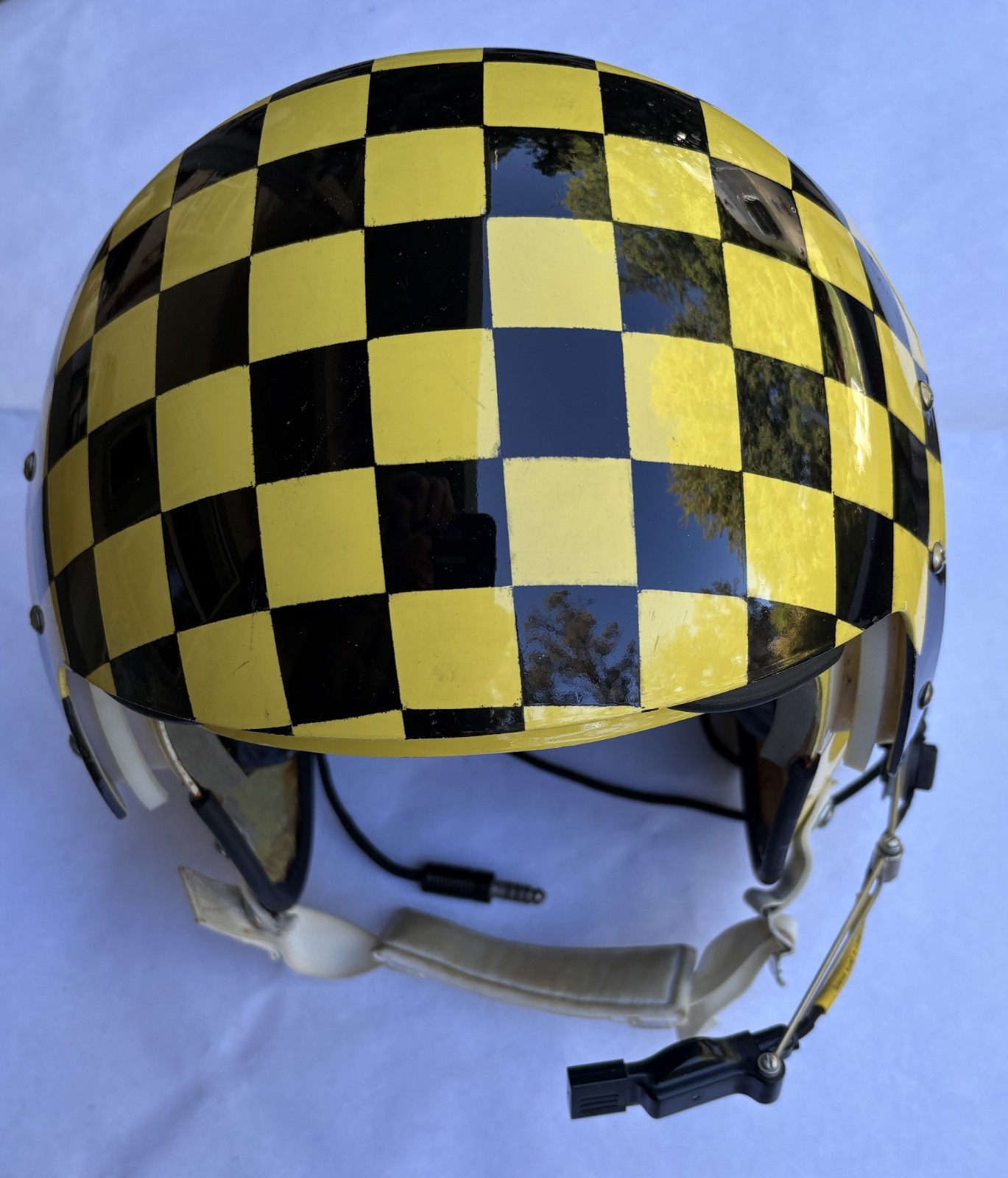1970\'s VINTAGE LARGE SIZE DUAL VISOR PILOT FLIGHT HELMET w/ ORIGINAL CARRY BAG