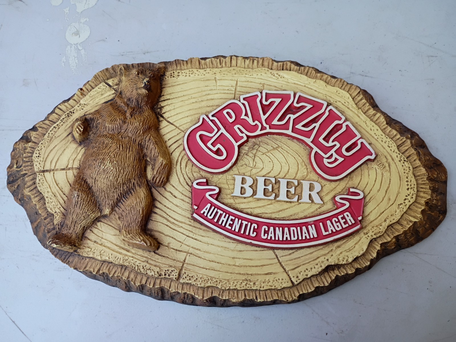 Grizzly Beer Authentic Canadian Lager Foam Beer Wall Sign 1984