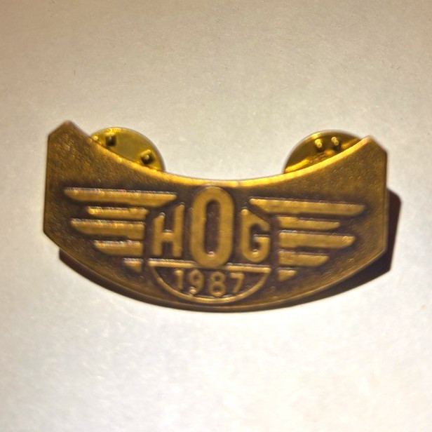 Harley-Davidson HOG 1987 Winged Metal Lapel Pin Double Clutch Back