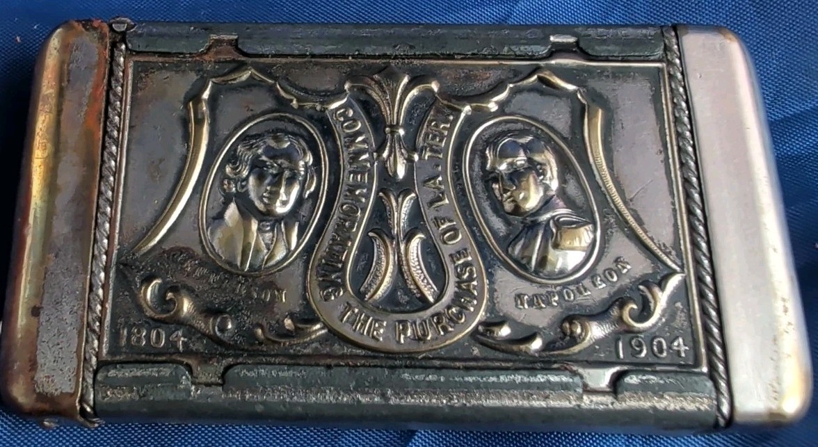 1904 WORLDS FAIR ST. LOUIS Vesta MATCHSAFE Thomas Jefferson Napoleon Bonaparte