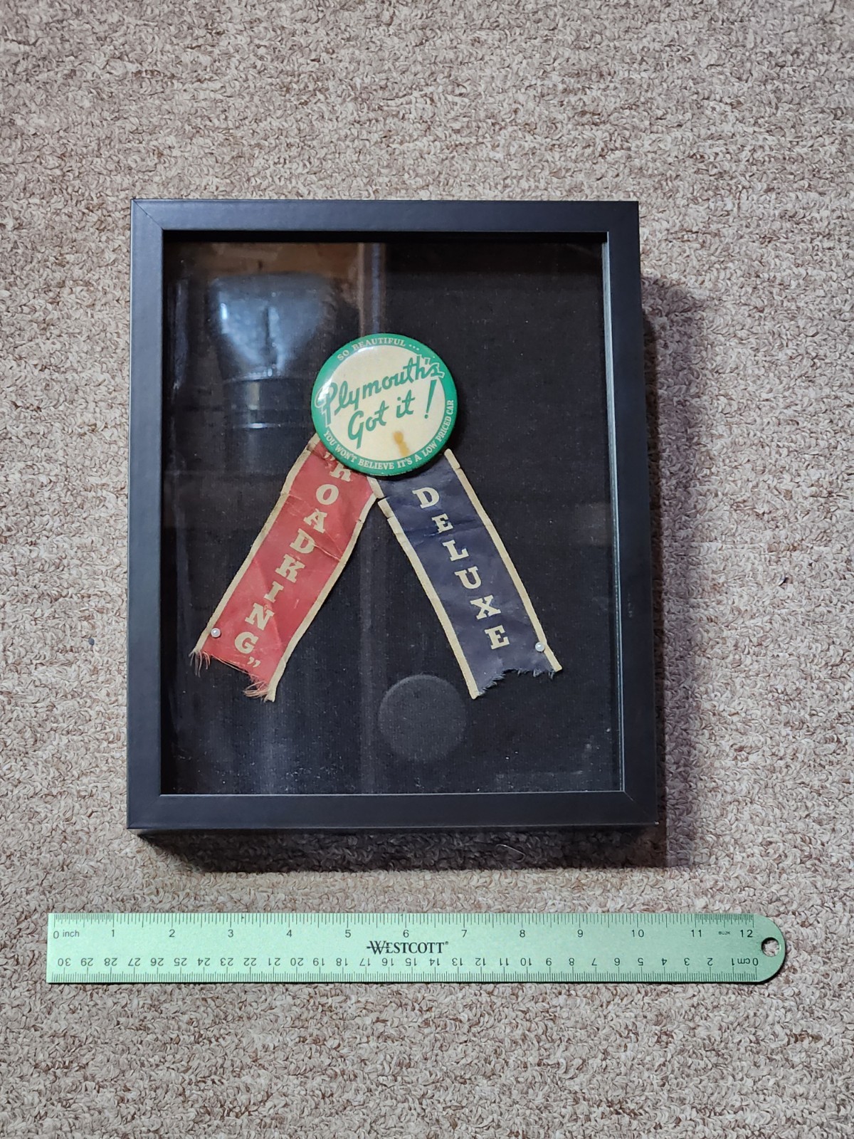 Framed Vtg and RARE 1939 Plymouth DE LUXE Roadking Touring Sedan advertising PIN