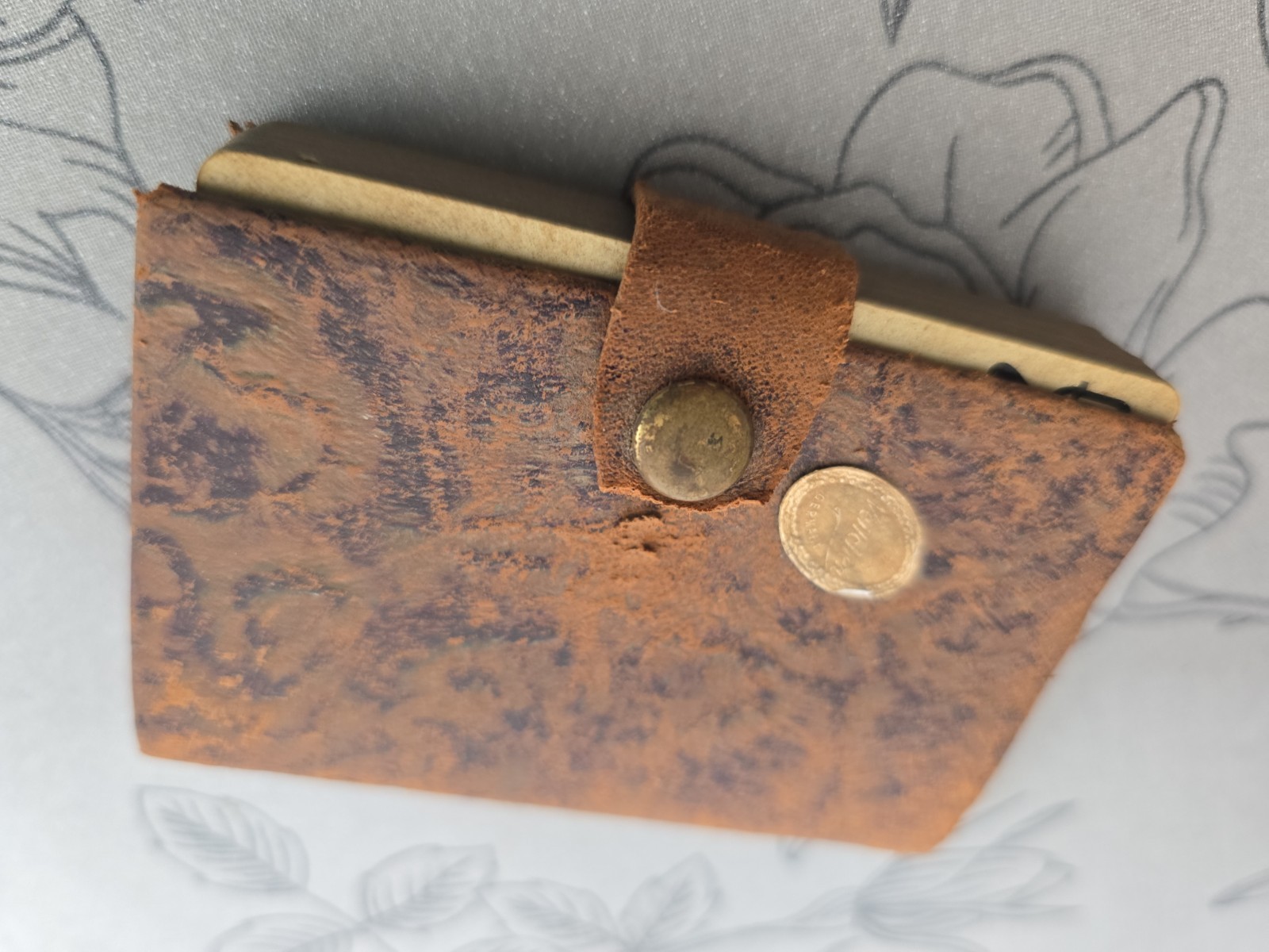 Antique Mini Leather Playing Card Set Patent 1910 Travel Deck 2.5” Case