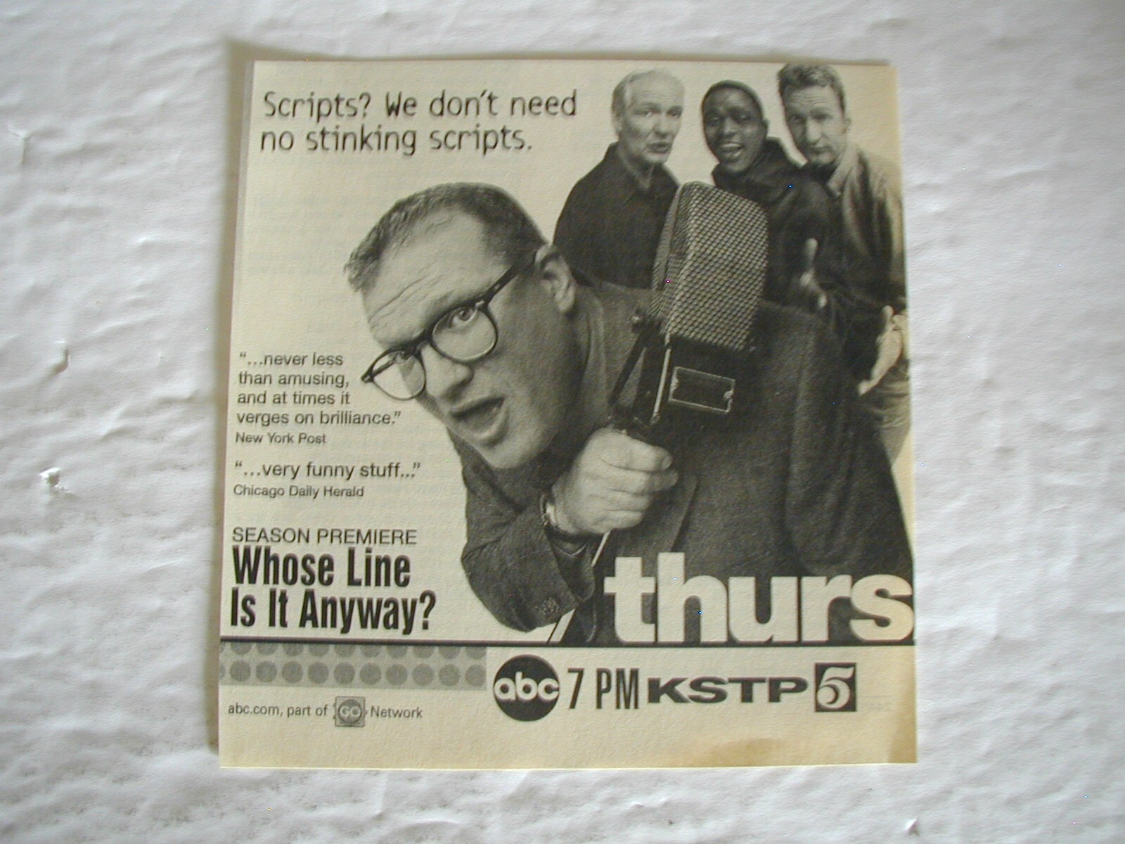 1999 WHOSE LINE IS IT ANYWAY? DREW CAREY 4.75X5  VINTAGE PRINT AD L043