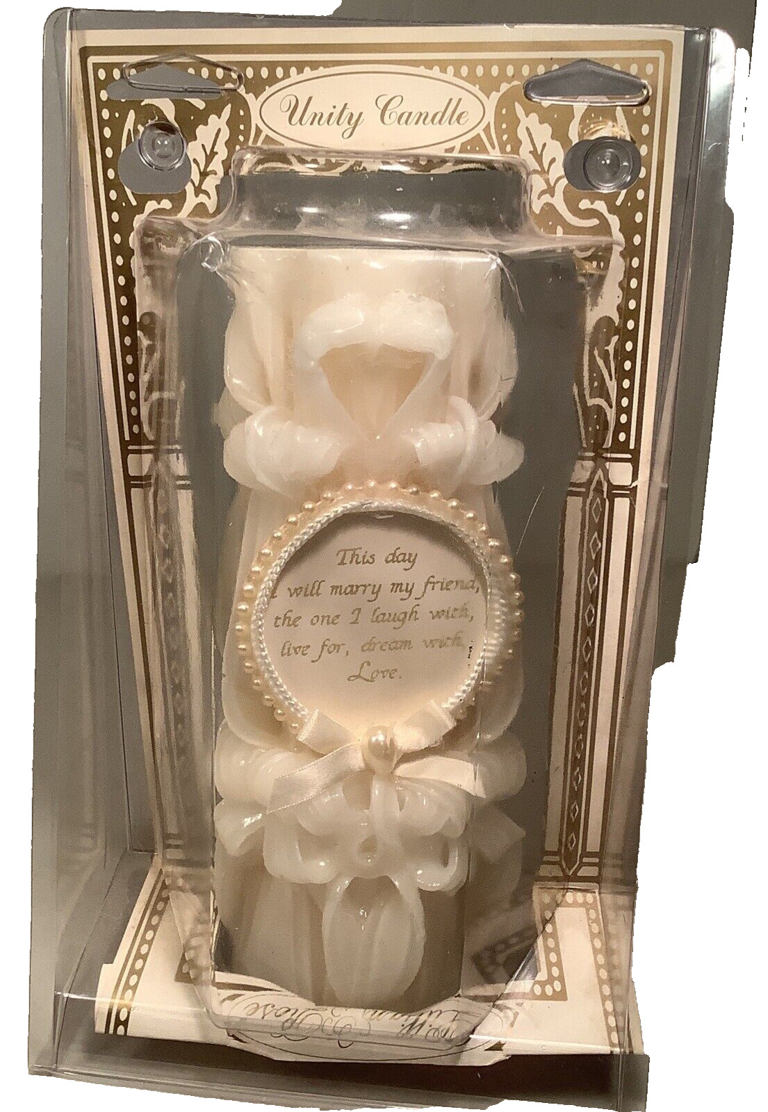 Wedding Carved Wedding Candle-Tall Pillar w/Unity-Love inscription on front VTG❣