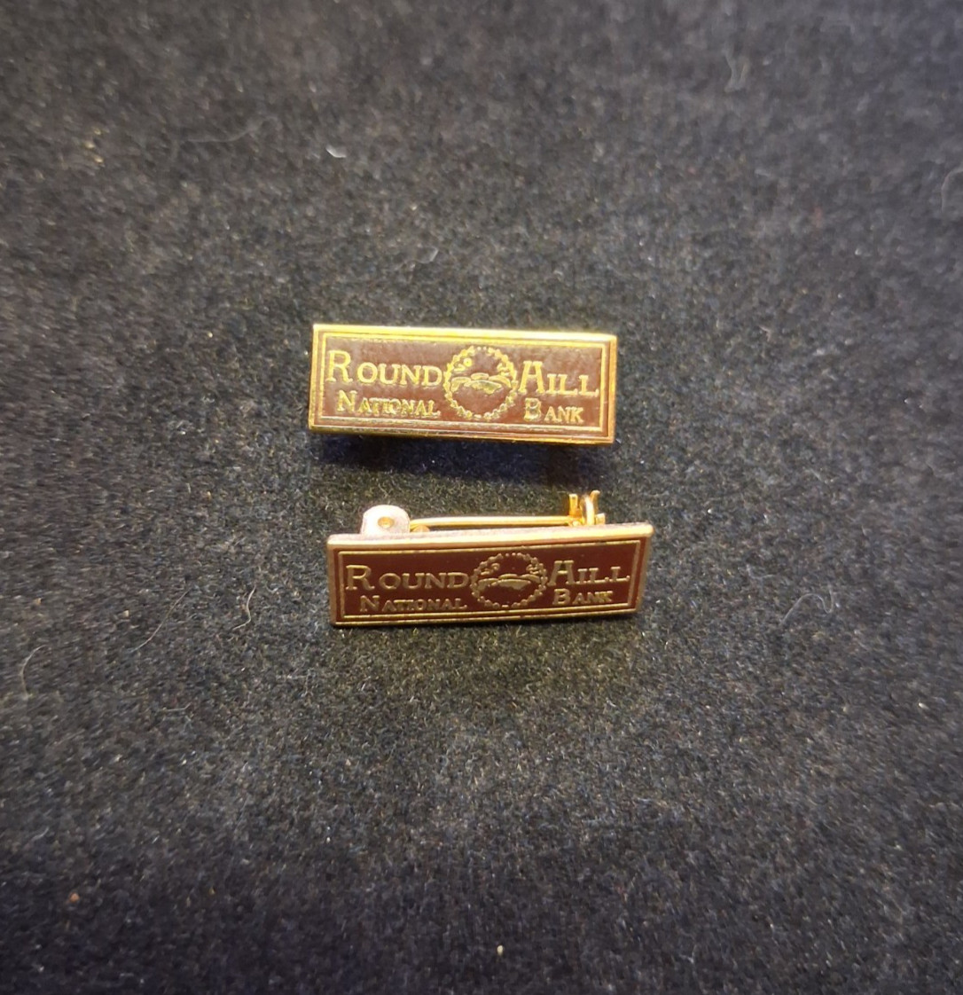 Vintage Round Hill National Bank Lapel Pins Virginia Ephemera Lot of 2
