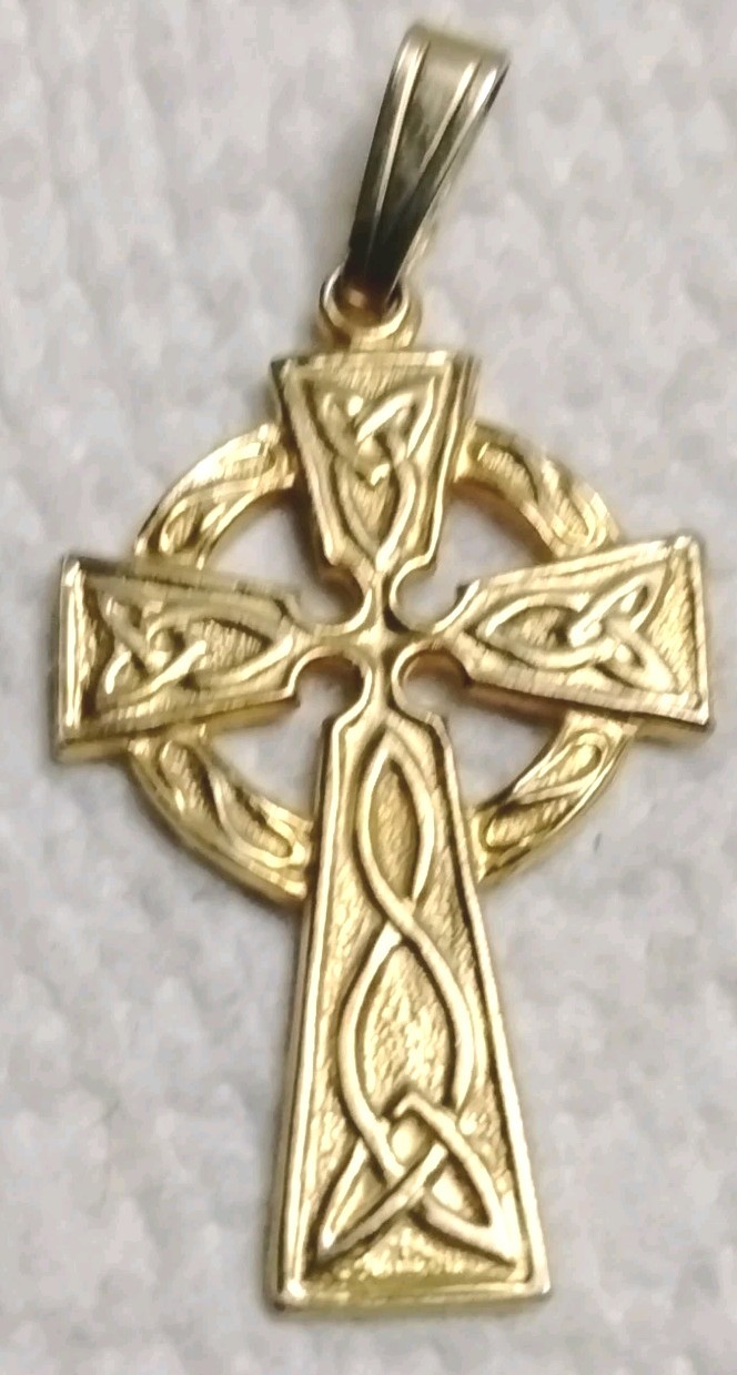 Celtic Knot Cross Pendant Has Some Age To It Gold Tone