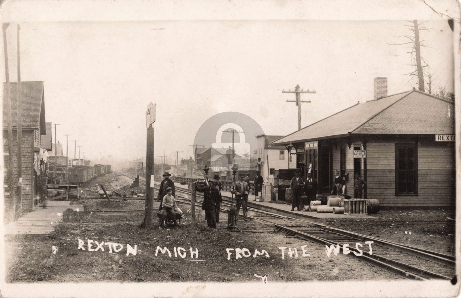 Street View fr The West, Rexton MI Michigan 1913 RPPC Photo Postcard COPY