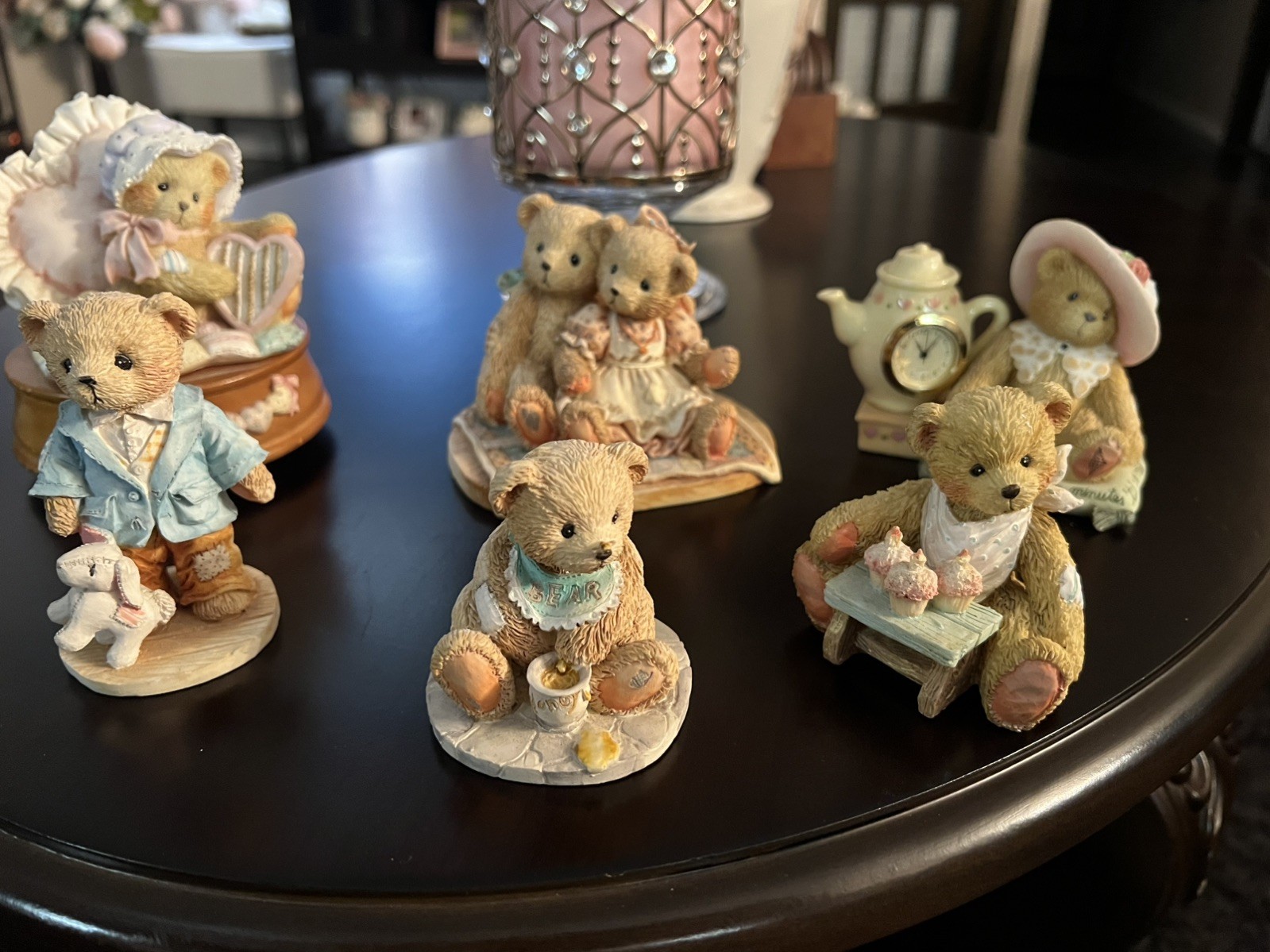 VINTAGE Cherished Teddies FIGURINES LOT OF 6 Music Box Clock Figurines 