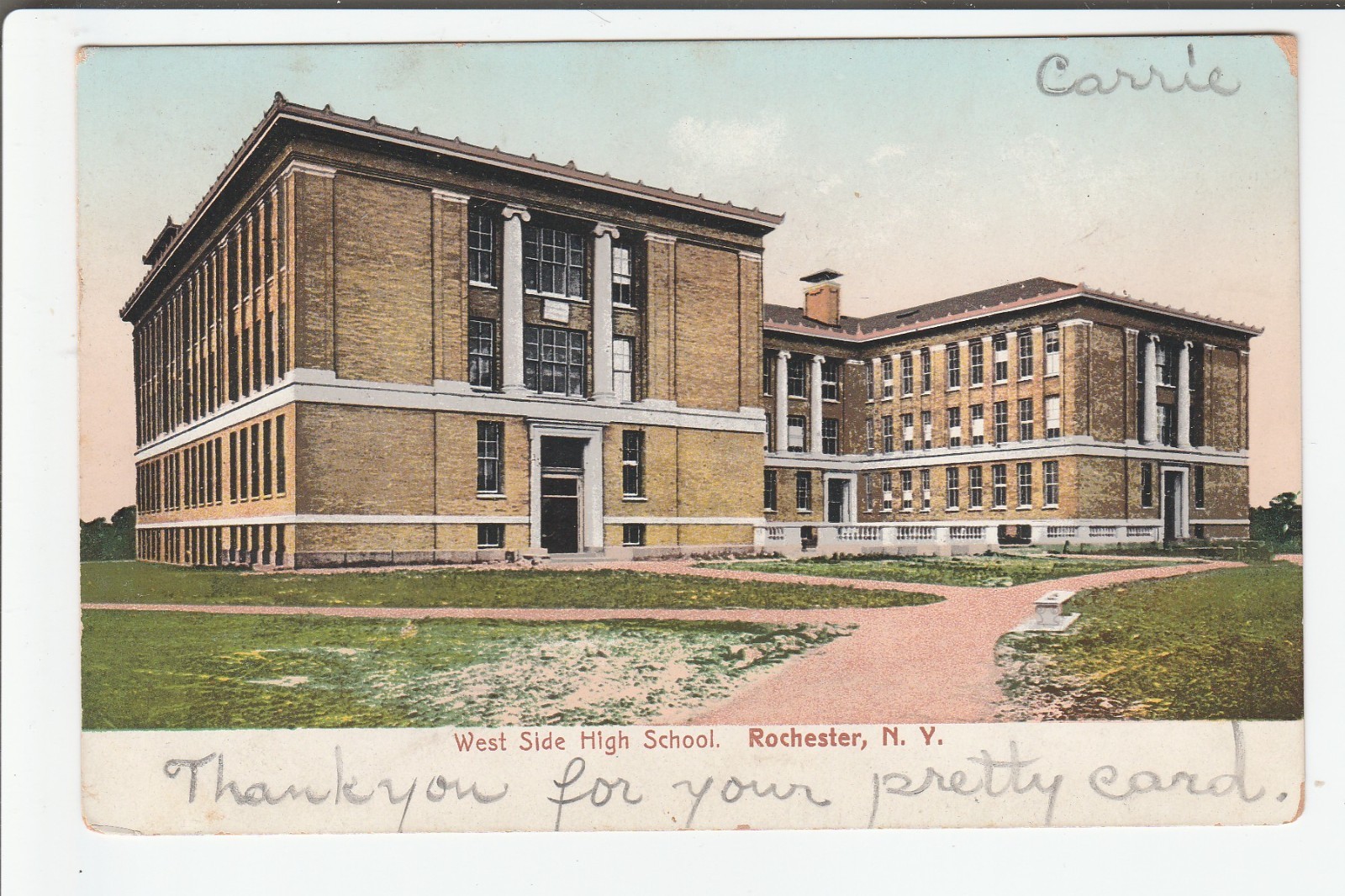 Rochester NY postcard -West Side High School 1906