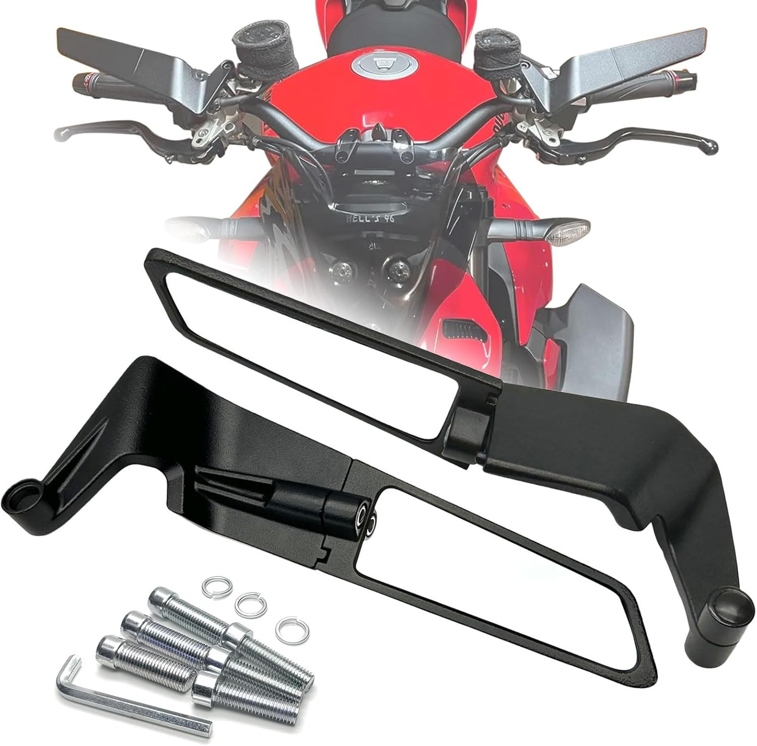 Motorcycle Mirrors Stealth Wind Wing Side Rearview Mirrors Compatible with Ducat