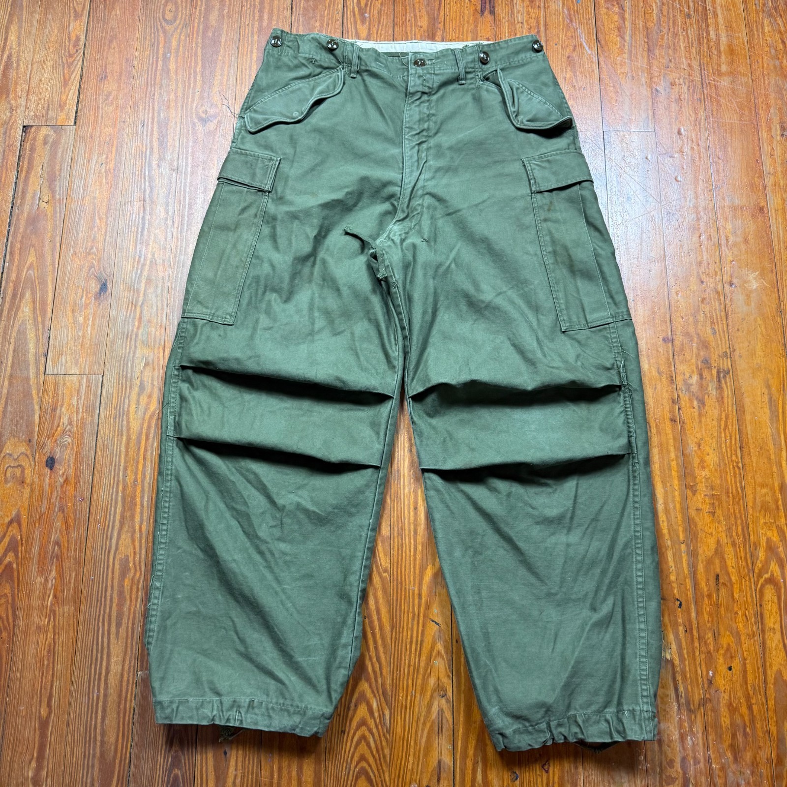 Vintage M-1951 Military Shell Field Trousers Mens 34x29 Medium OG 107 Sateen 50s
