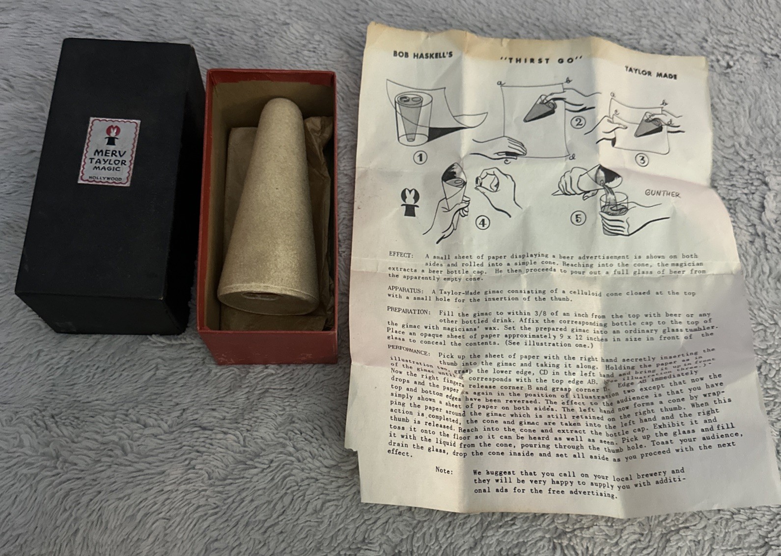 Vintage Magic Set Bob Haskell's Thirst Go Merv Taylor 1949-50 Instructions & Box