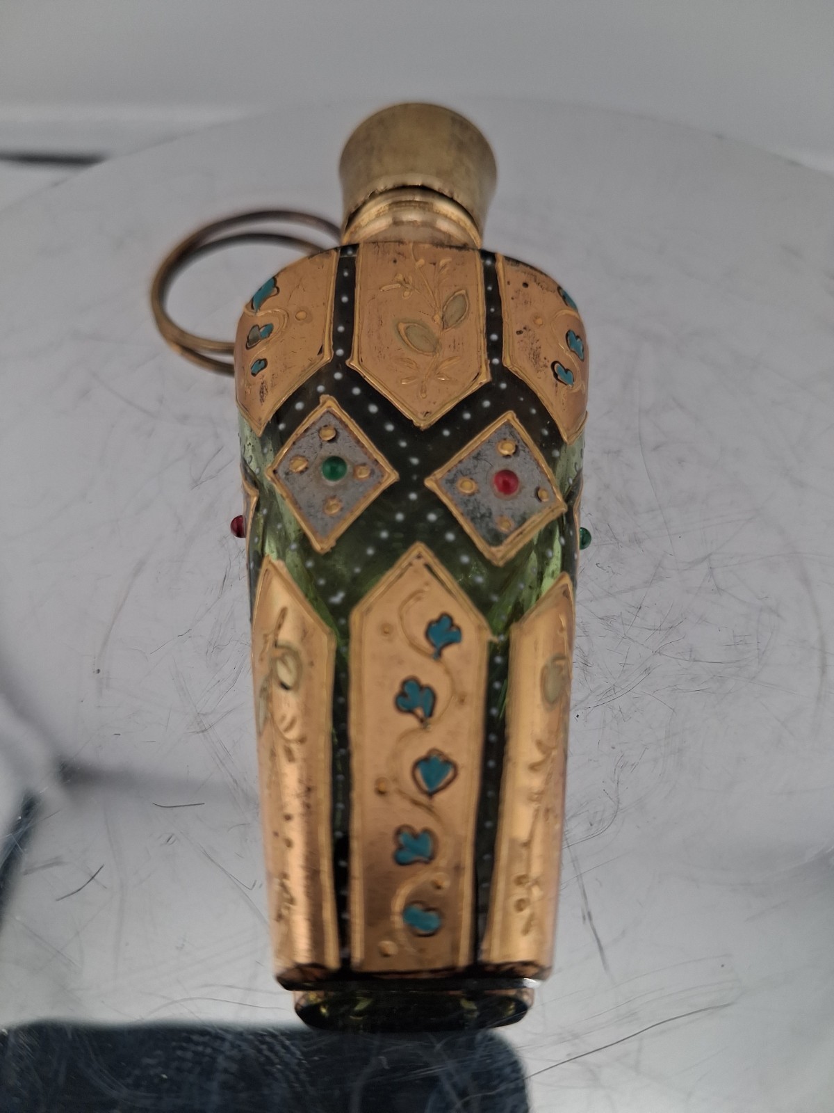 Bohemian Faceted Scent Bottle Moser Style, Circa 1880-1900.
