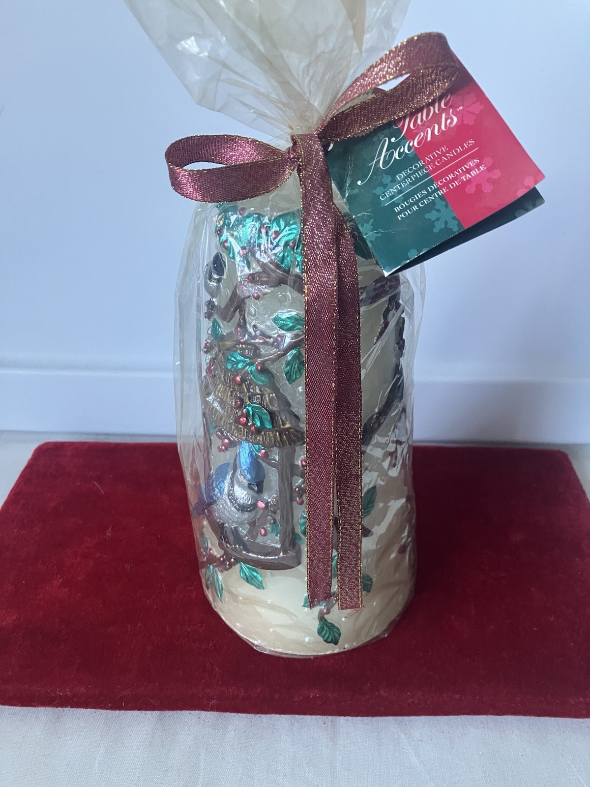 Wilton Vintage Christmas Hand Painted Wintertime Birds Large Candle NEW