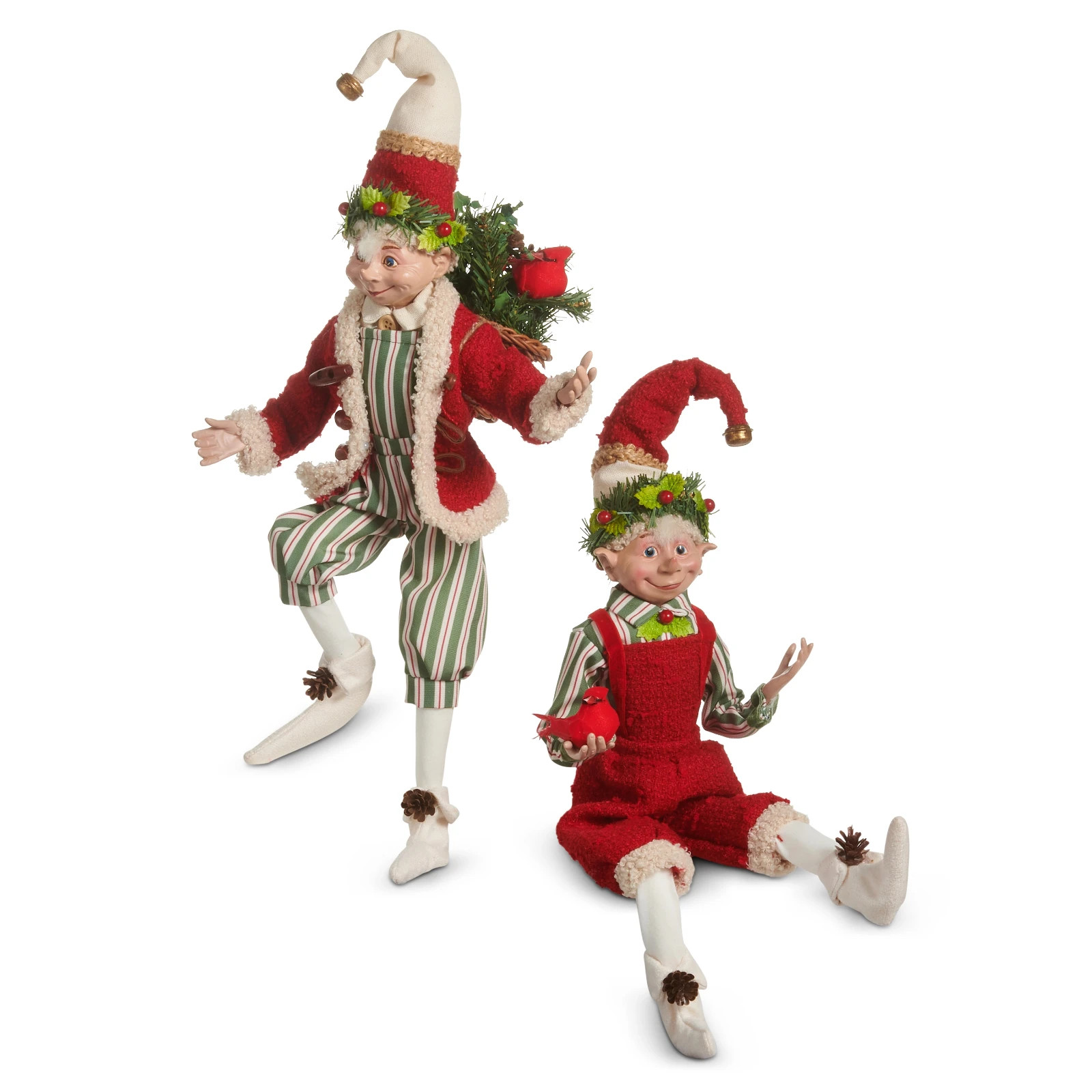 Raz Imports Collectible Posable Christmas Elves The Yuletide Traditions Elf Set
