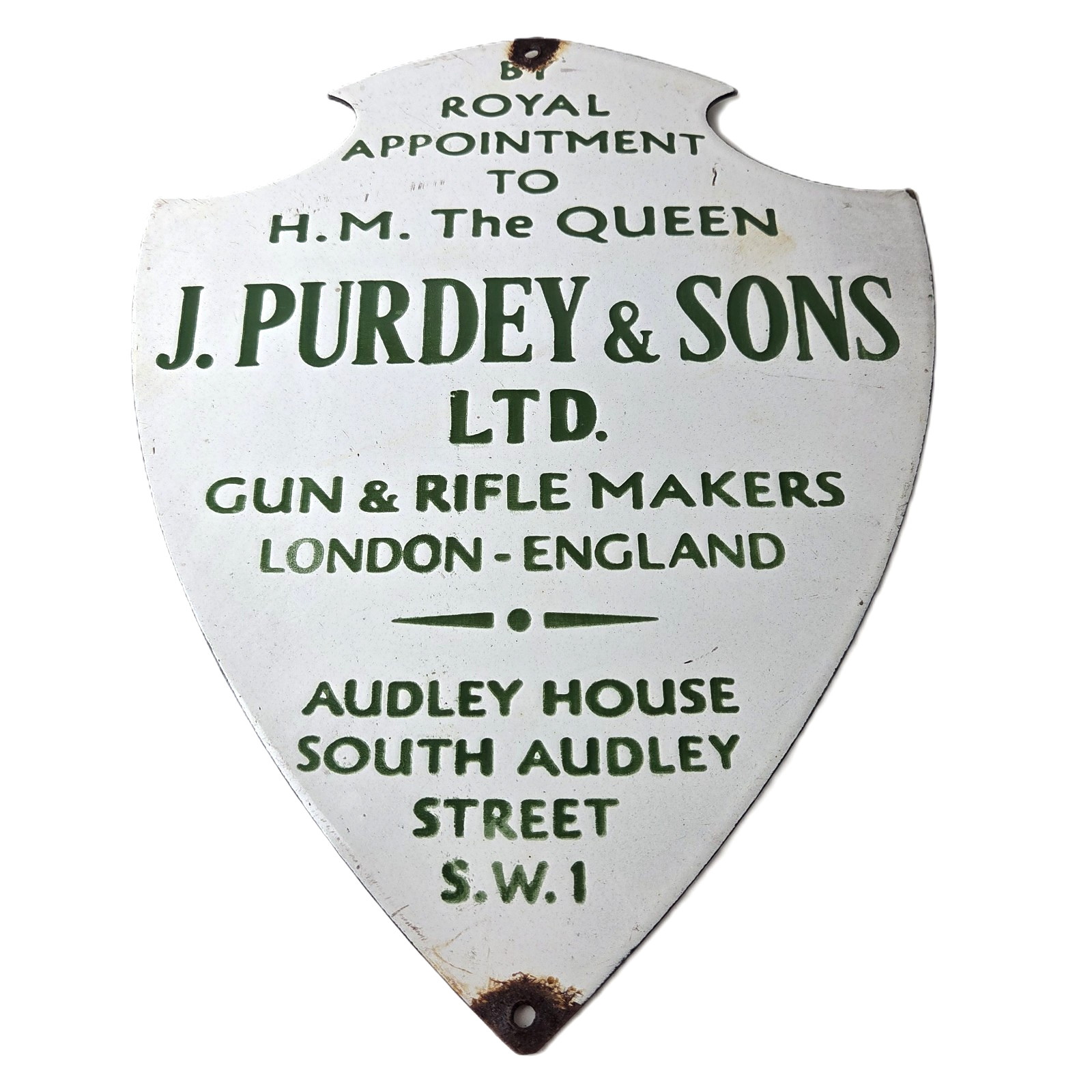 Vintage James Purdey Sign - Hunting Gun Firearm Makers Shot Porcelain Sign