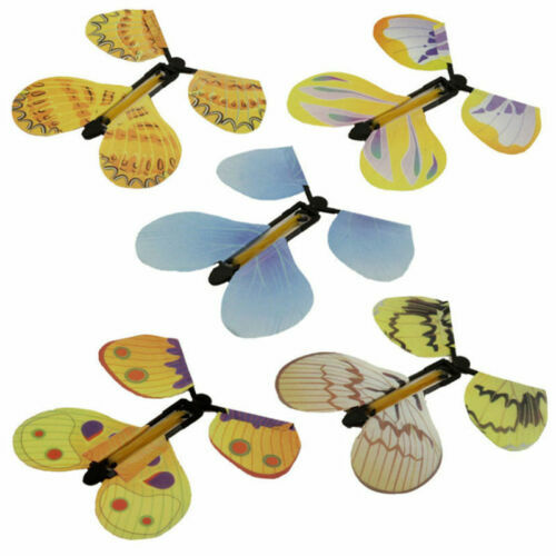 5 qty Flying Butterfly Greeting Card Magic Toy wind up Great Gift -USA Seller