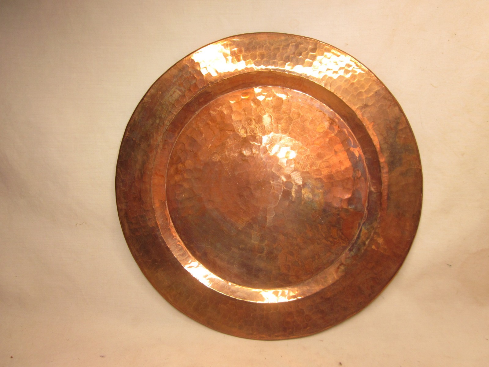 1 vintage hand hammered copper dish charger plate platter 11.75