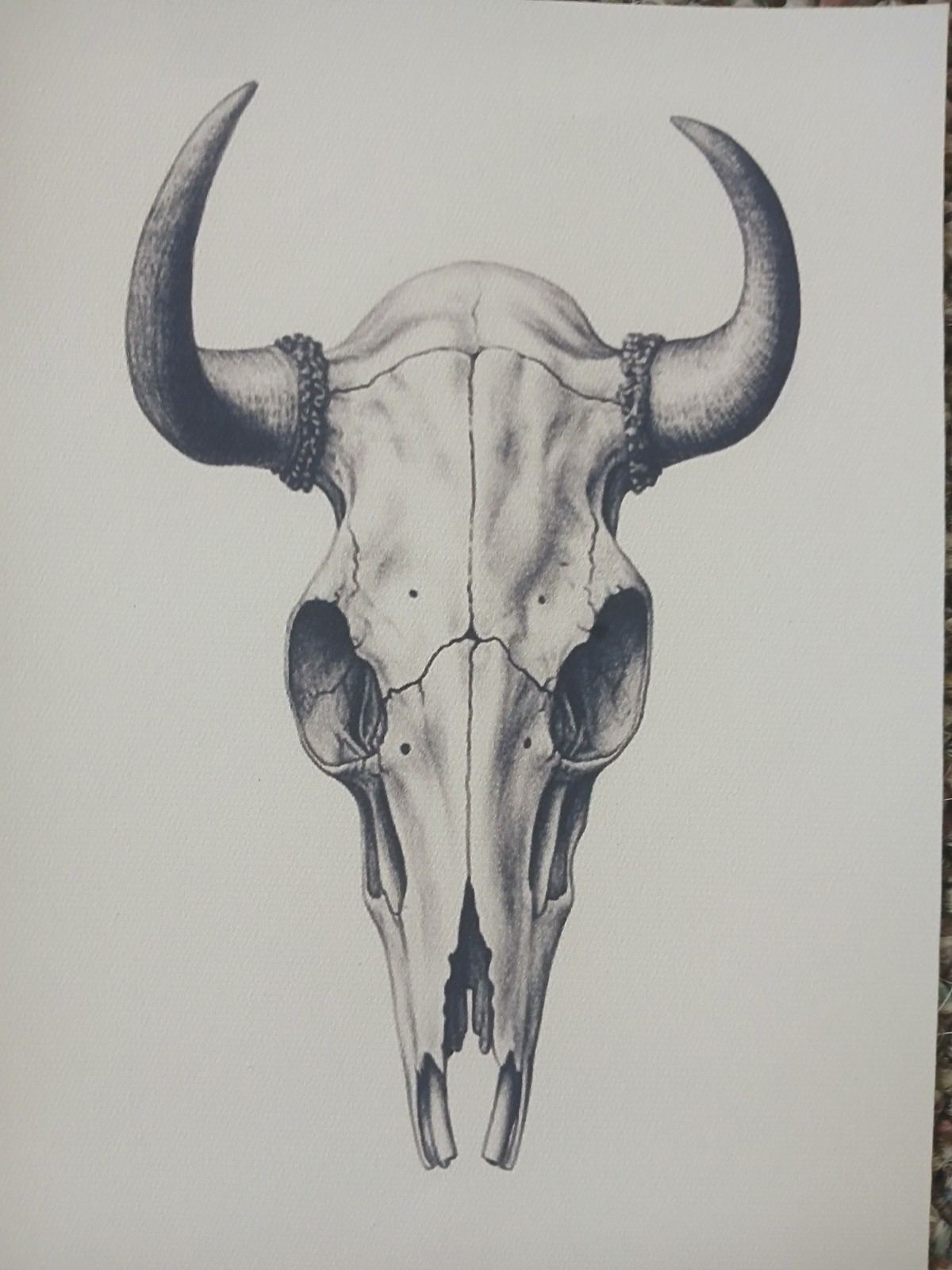 Artwork American West Linen Print Cow Skull with horns 8