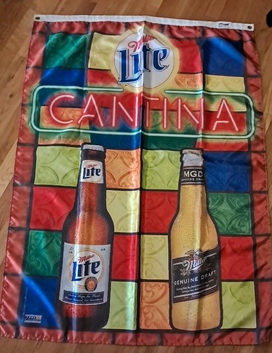 Vintage 2000 MGD & Miller Lite Cantina Flag 47x35in 