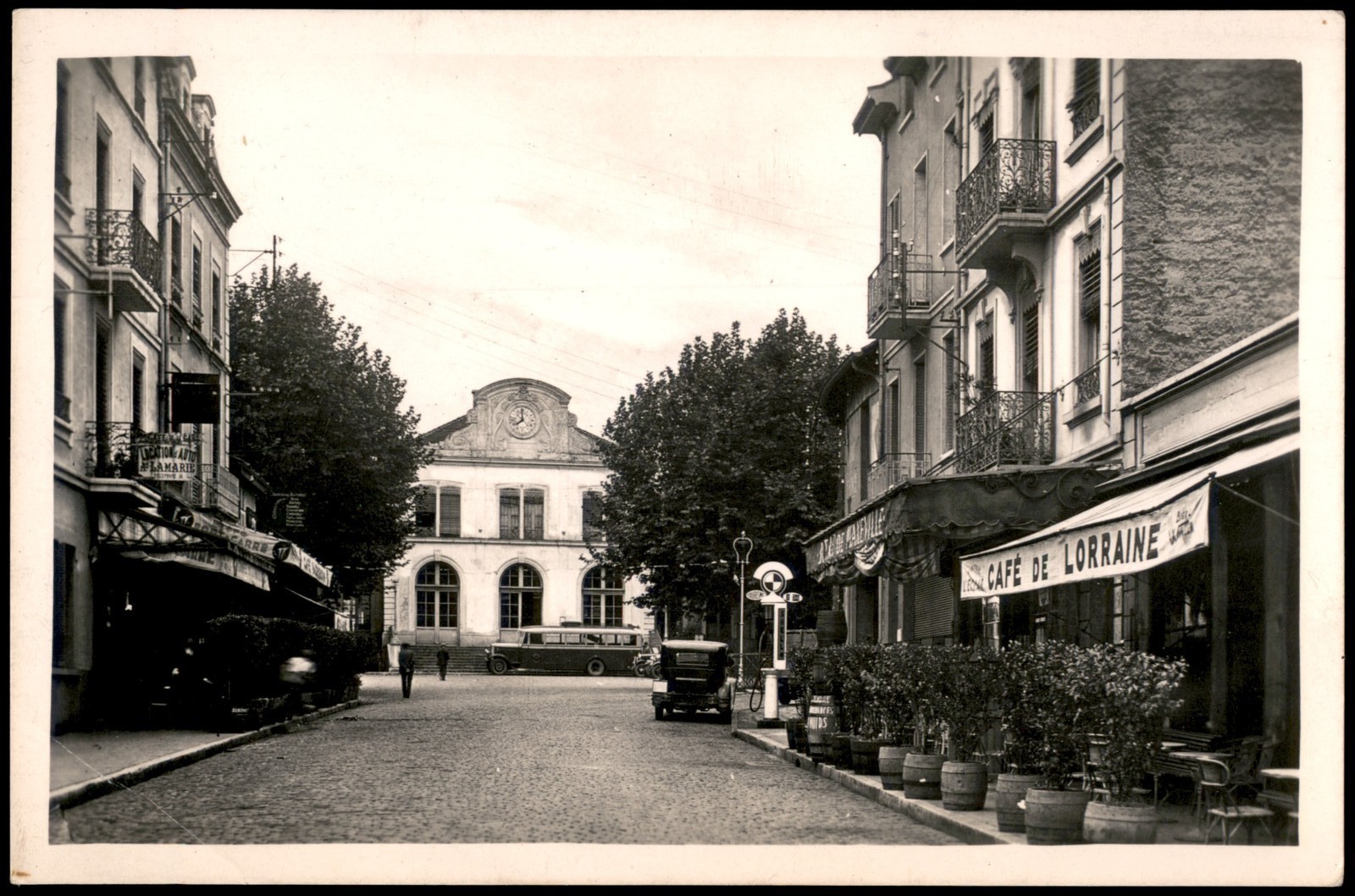 Vintage Bourgoin Isere Avenue de la Gare France Postcard by J. Cellard RPPC