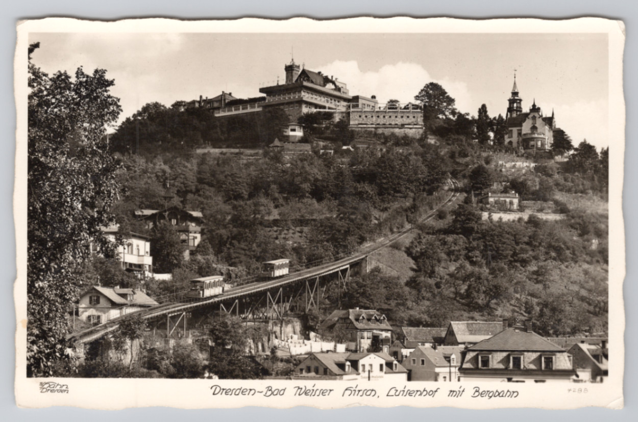 Dresden Luisenhof Bergbahn Funicular Germany Vintage Real Photo Rppc Postcard