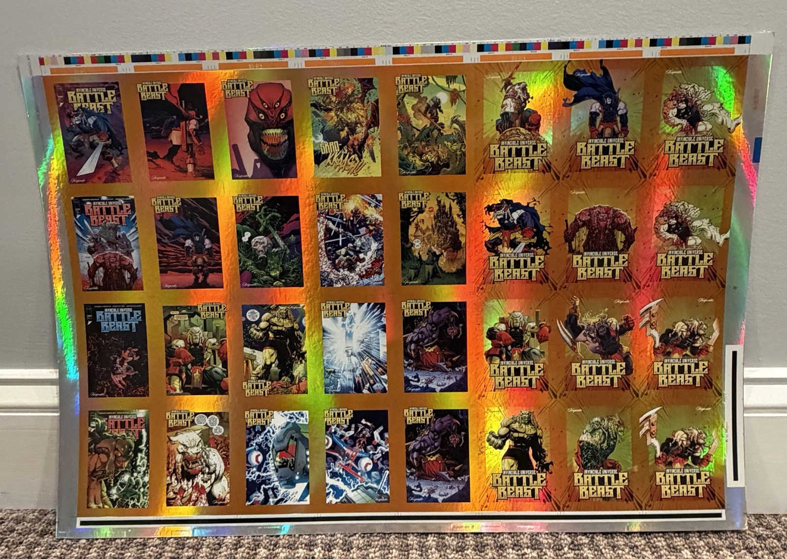 2026 Keepsake Battle Beast Invincible Universe ORANGE 1/1 UNCUT FOIL SHEET  SICK