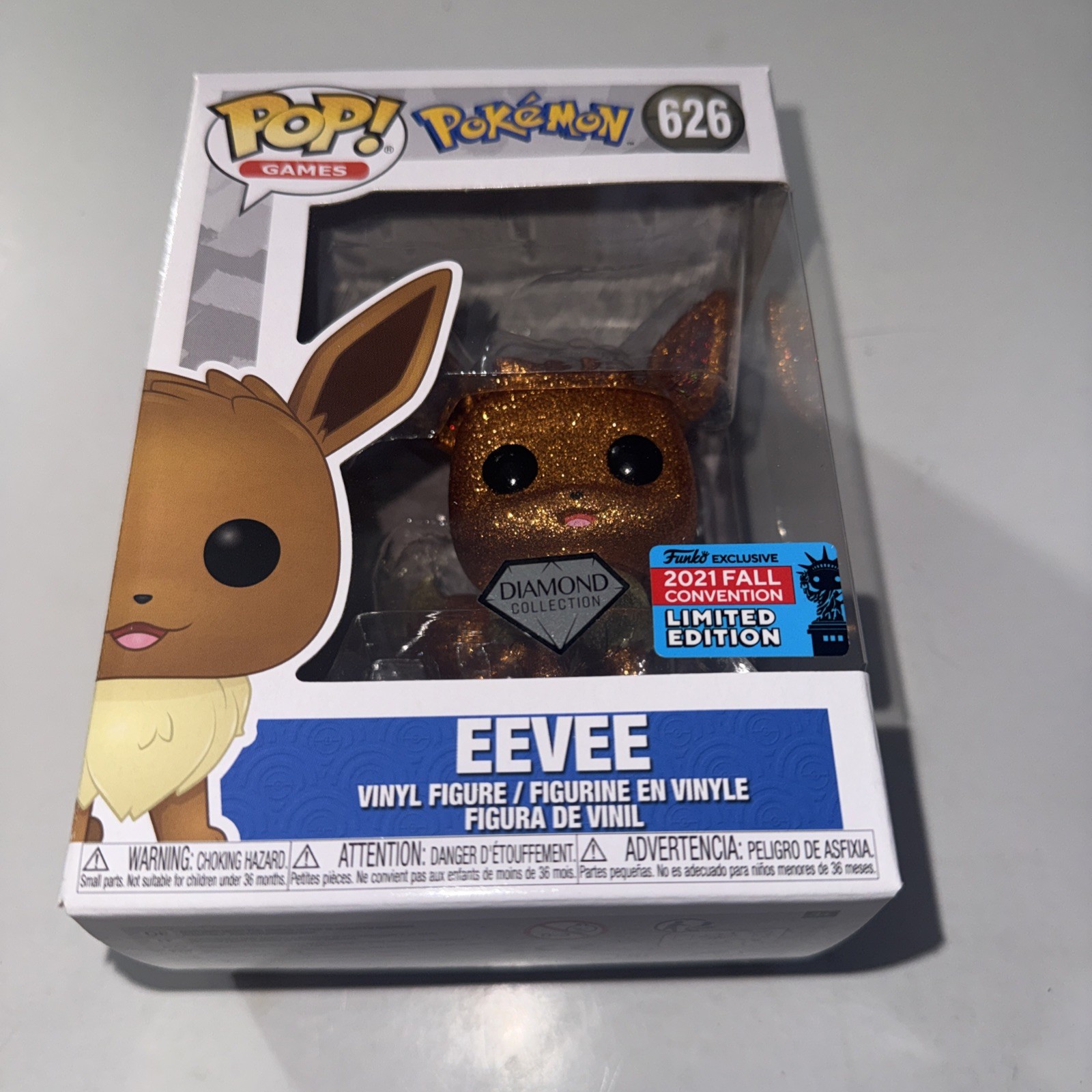 Funko Pop Pokemon Eevee #626 Diamond Collection Figure 2021 Fall Convention