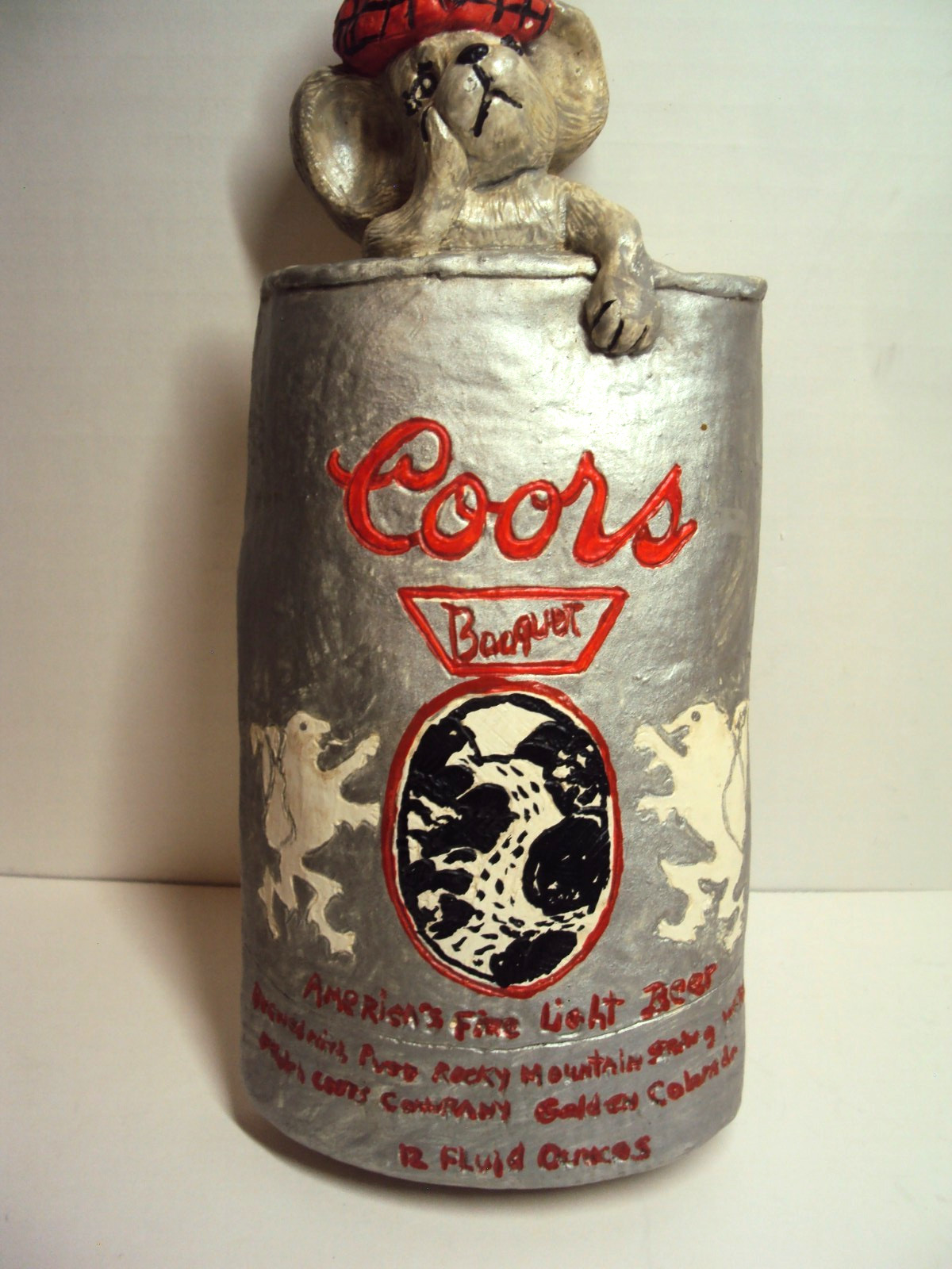 Vintage Chalkware/Ceramic Beer Can Art HTF 1970's Bar Advertising   Coors