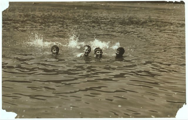 Photo:Fries Virginia 1911 Mill Boys Sunday Swim River Recreation