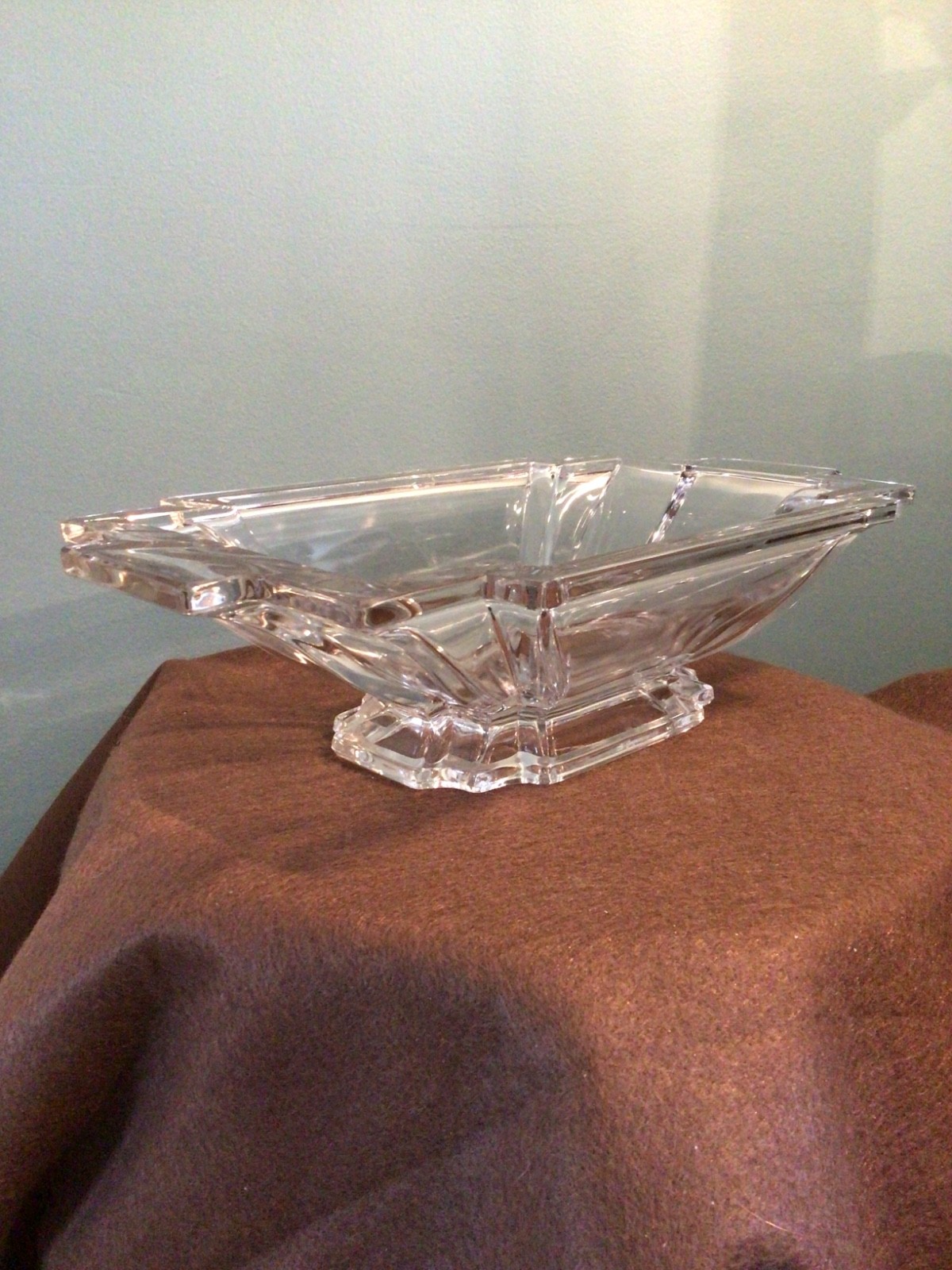 VTG MCM Clear Dish Unmarked Retro Vibe Nice Lines Unique Shape 1980