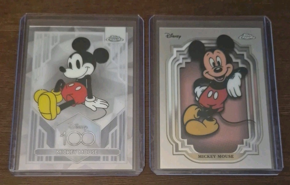2023 Topps Chrome Disney 100 Mickey Mouse #1 & 2024 Topps Chrome Mickey Mouse #1