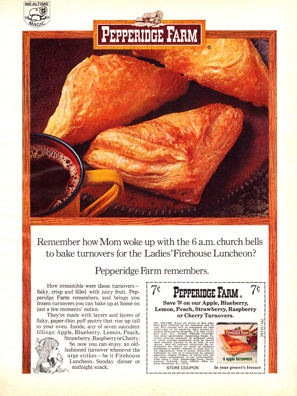 Pepperidge Farm Apple Turnovers Irresistible Juicy Fruit Vintage Print Ad 1971