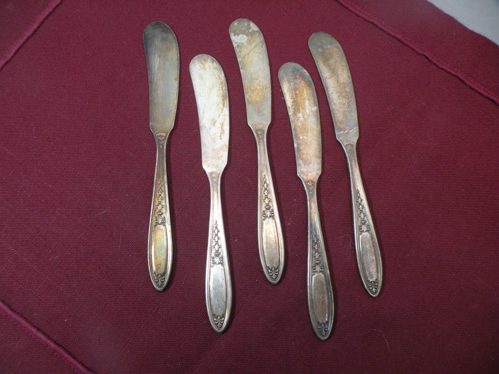 Set Of 5 Oneida Silver Enchantment Bounty Flat Handle Butter Spreaders 5 1/2\