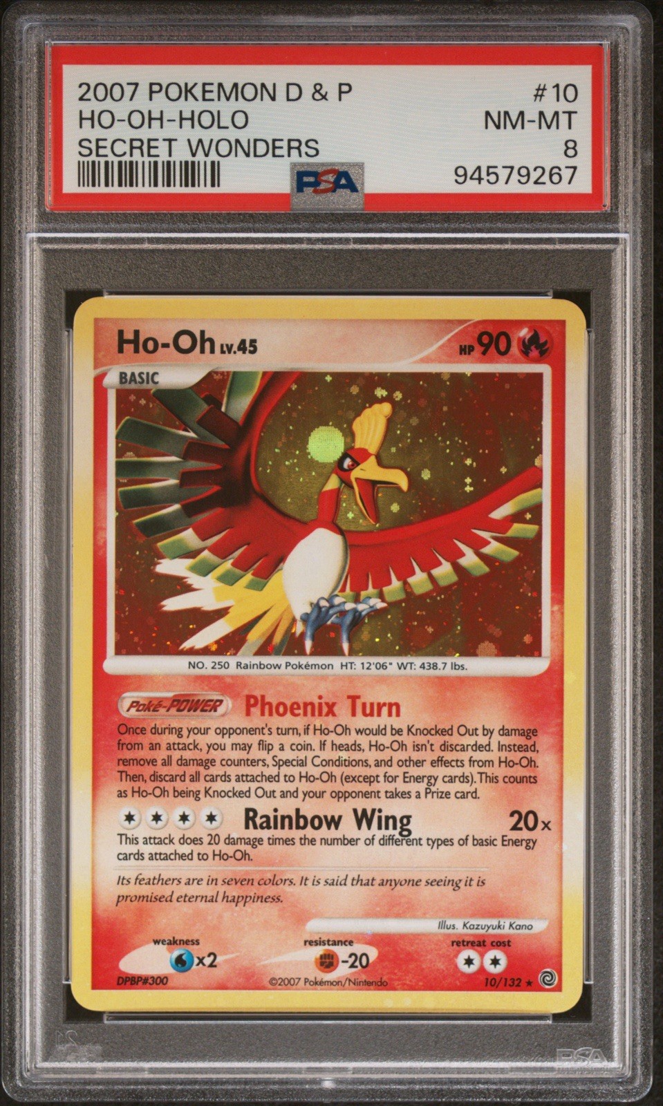 2007 Pokemon Diamond & Pearl Secret Wonders Ho-Oh Holo #10/132 PSA 8