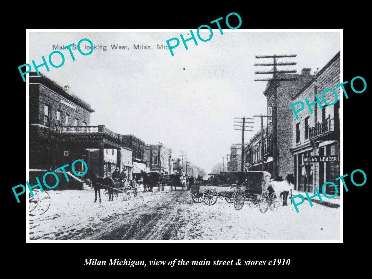 Milan Michigan View Of The Main St & Stores c1910 Large Historic Old Photo