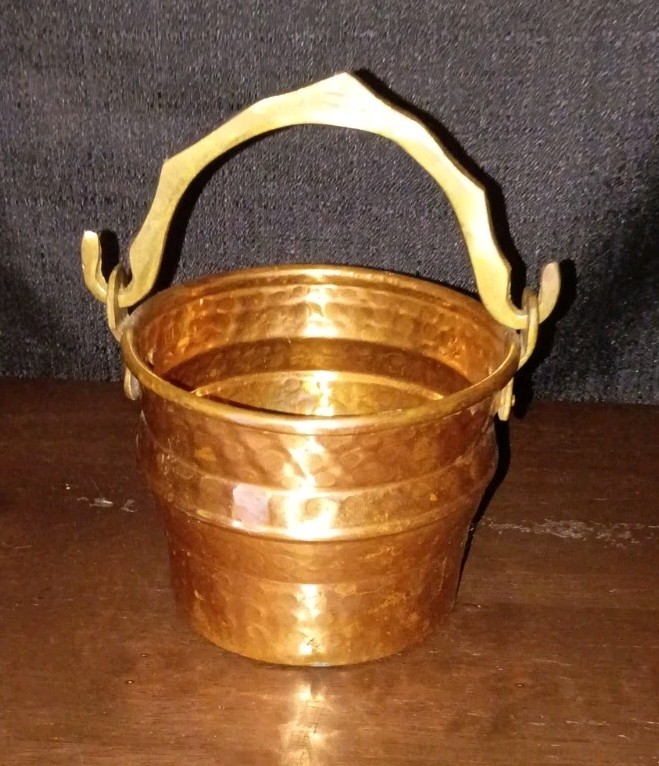 Small Hammered Vintage Copper Bucket With Handle