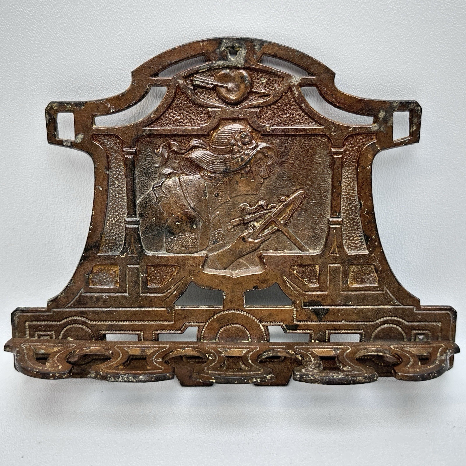 Antique H.L. Judd Lady Driving a Car Wall Mounted Pipe Rack - Art Nouveau 1900’s