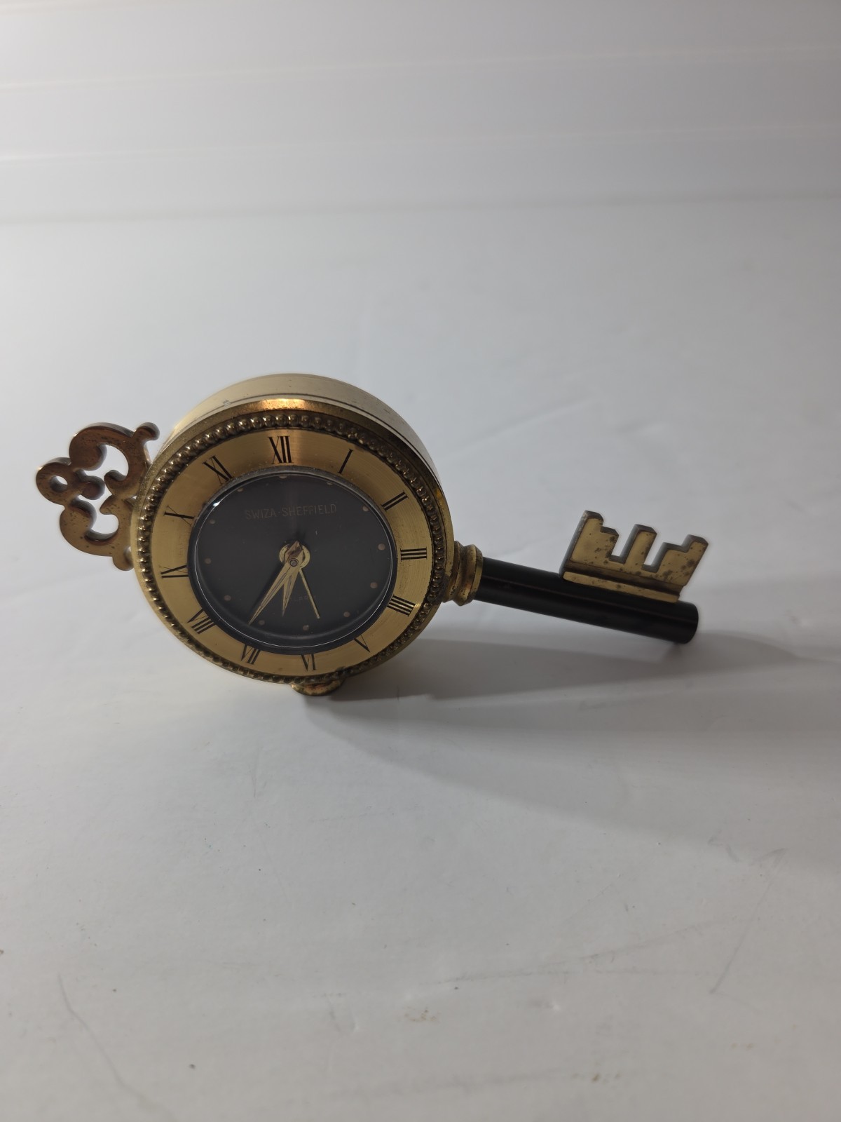Vintage Swiza Sheffield Alarm Clock Shaped Like Key Works
