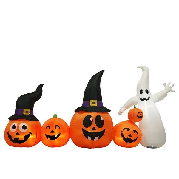 8FT Halloween Inflatable Outdoor Decor LED Lit Pumpkins & Ghosts Yard Blow Up
