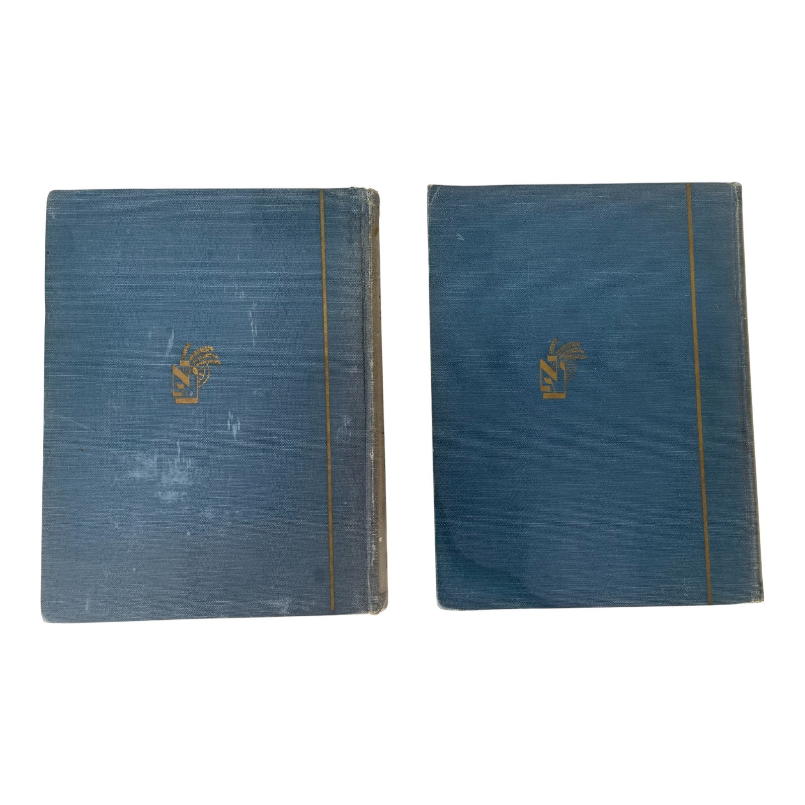 Set of 2 Antique Hebrew Books – Early 20th Century Judaica Volumes with Blue Clo