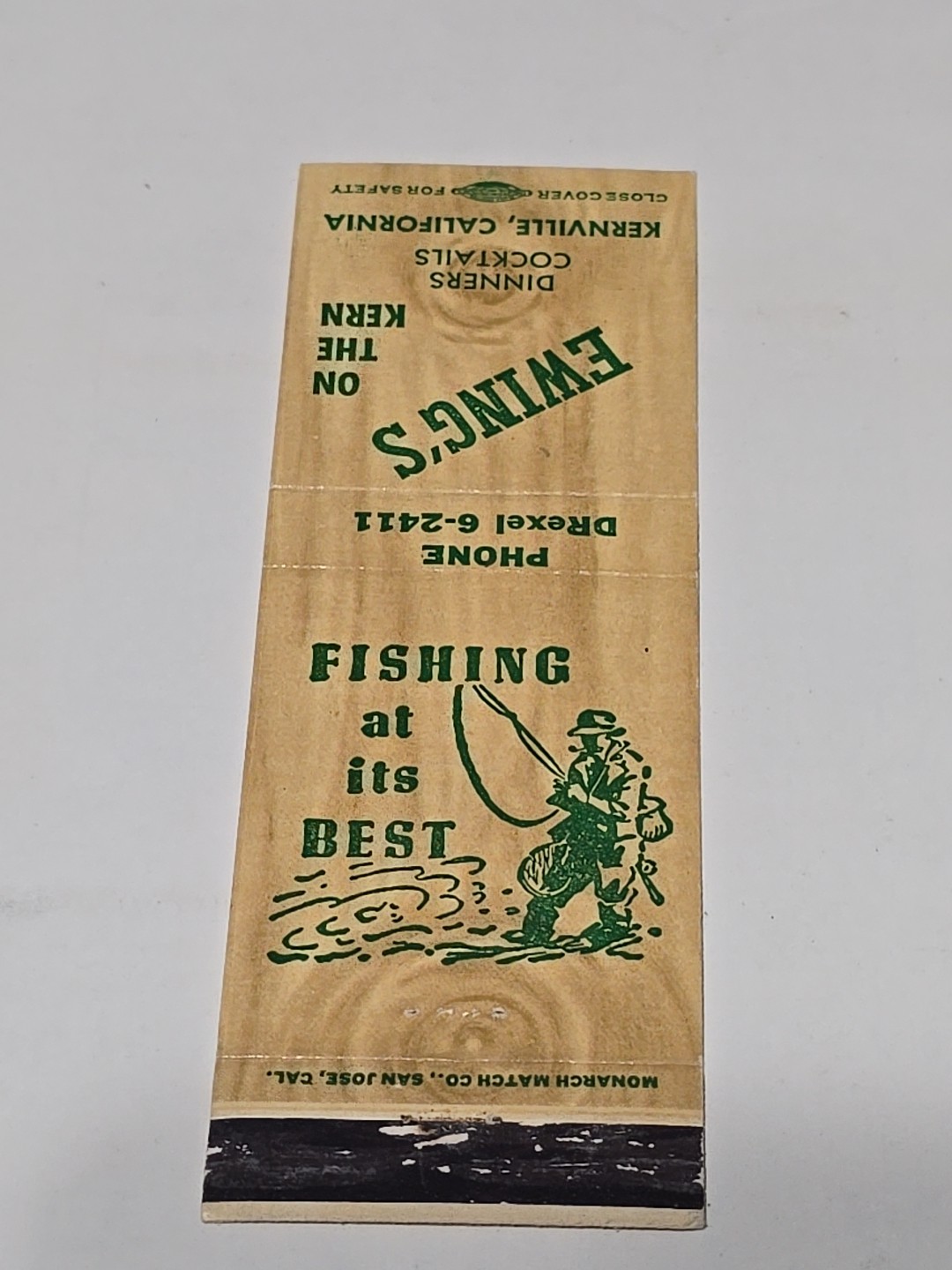 Matchbook Cover Ewings On The Kern Dinners & Coctails Kernville Calif. Vintage 