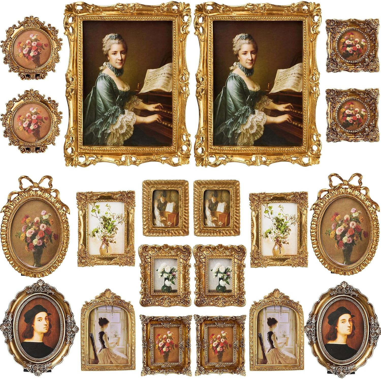 20 Pcs Wooden Vintage Gold Picture Frame Bulk