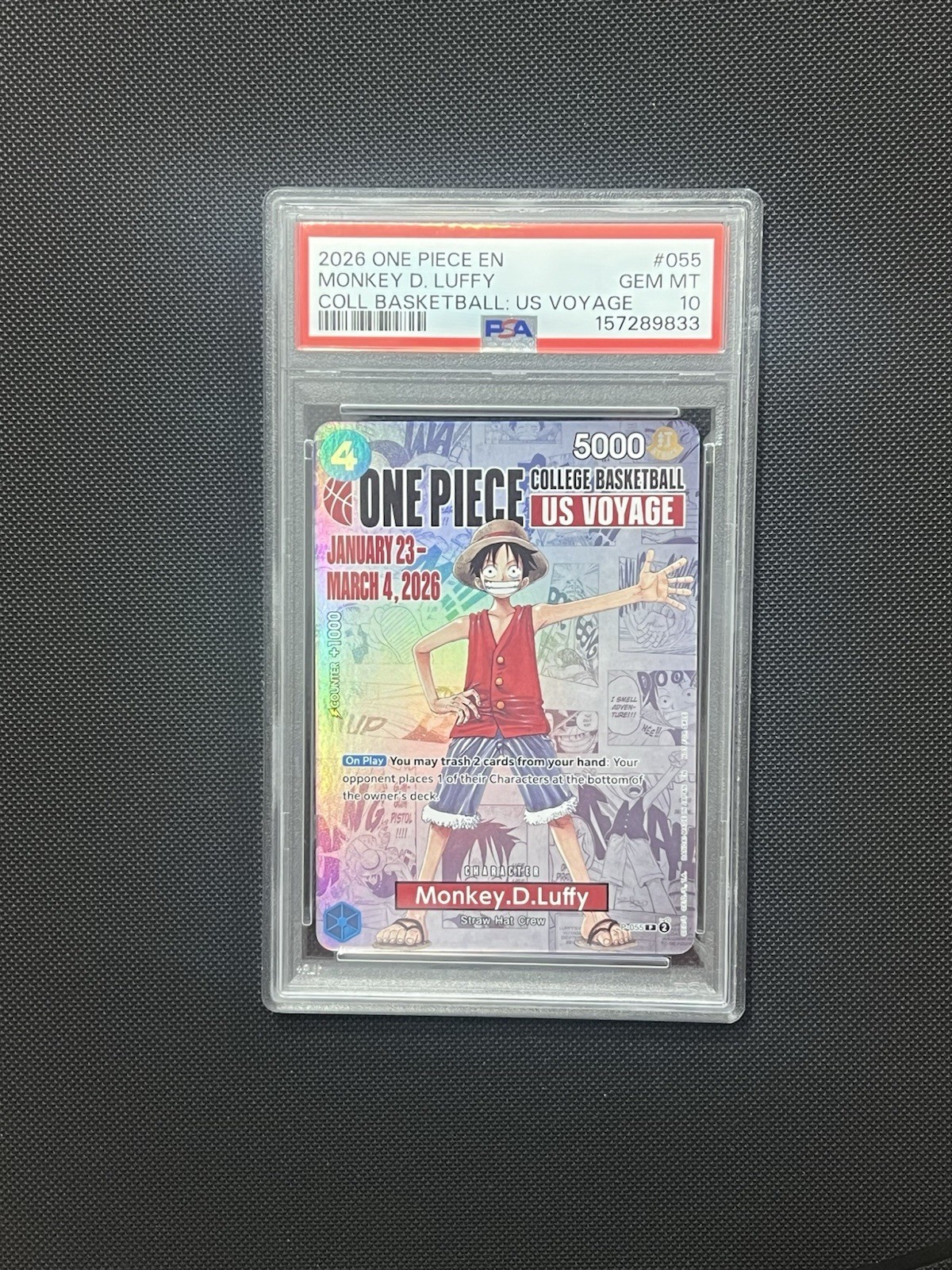 One Piece Card Game 2026 Monkey D. Luffy #055 Coll Basketball: US Voyage PSA 10