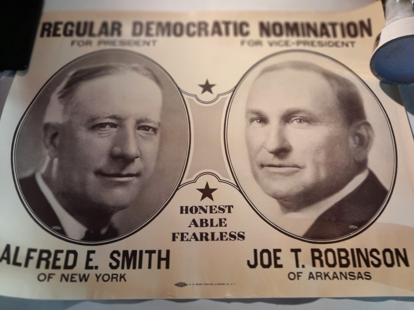 Al Smith and Joe Robinson 1928 Presidential Campaign Poster