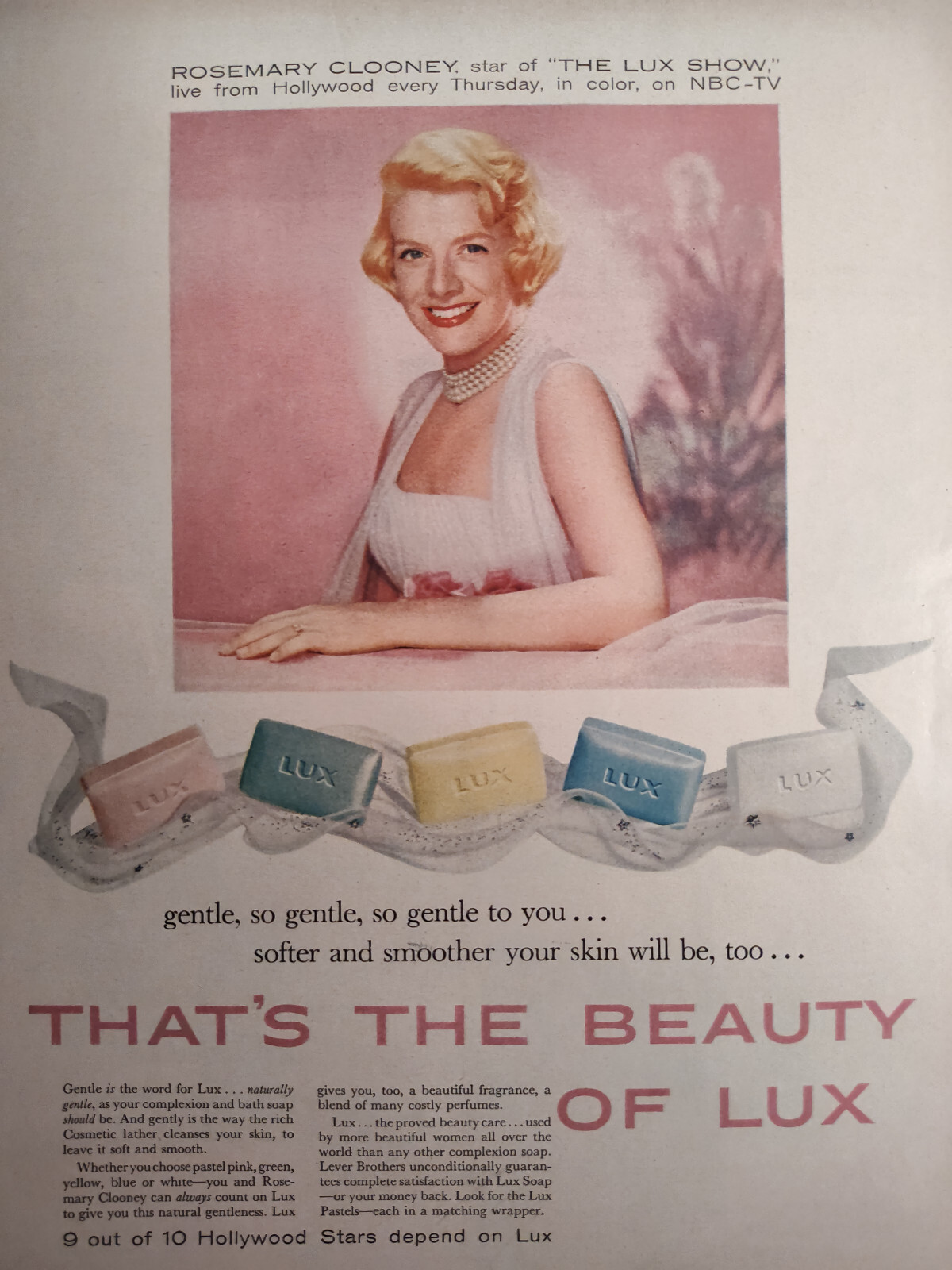 1958 McCall\'s Ad Advertisement ROSEMARY CLOONEY star of The LUX show