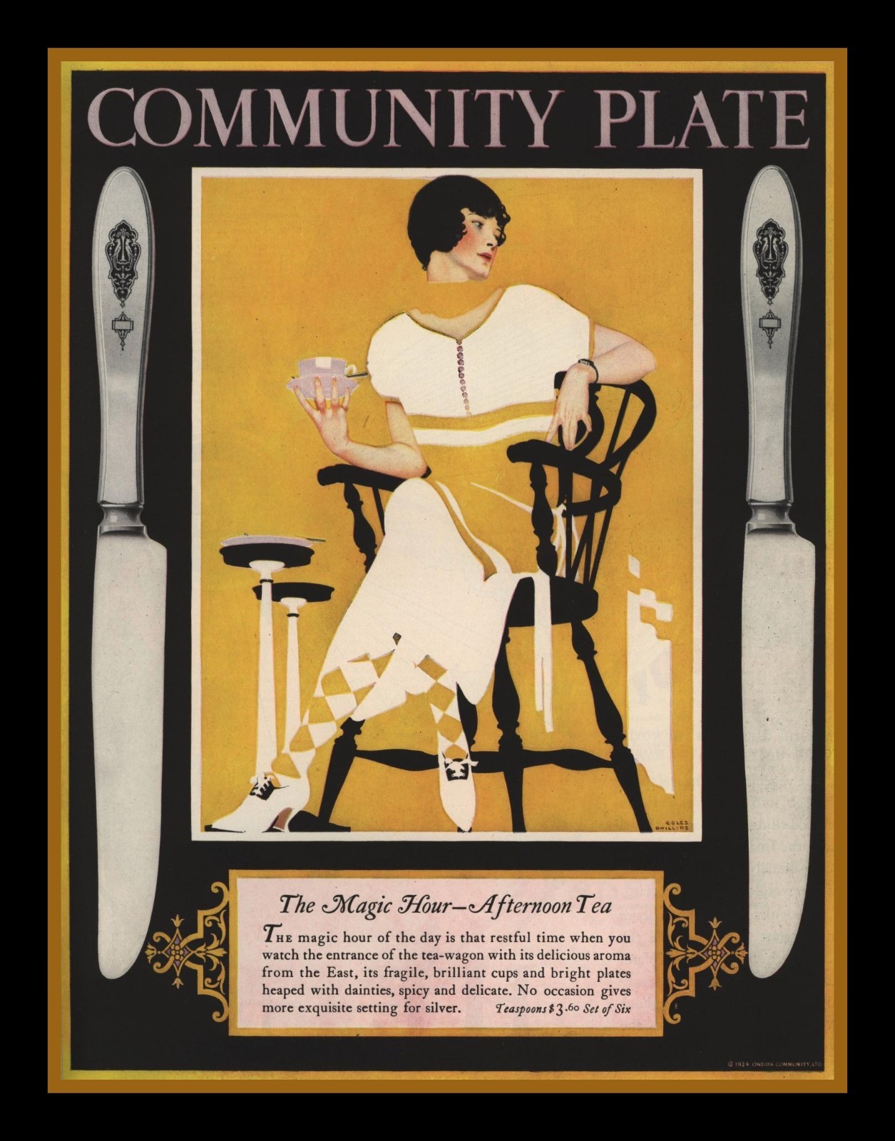 COLES PHILLIPS - Afternoon Tea - 1924 Ad Image - 5 x 7 inch Photo Print