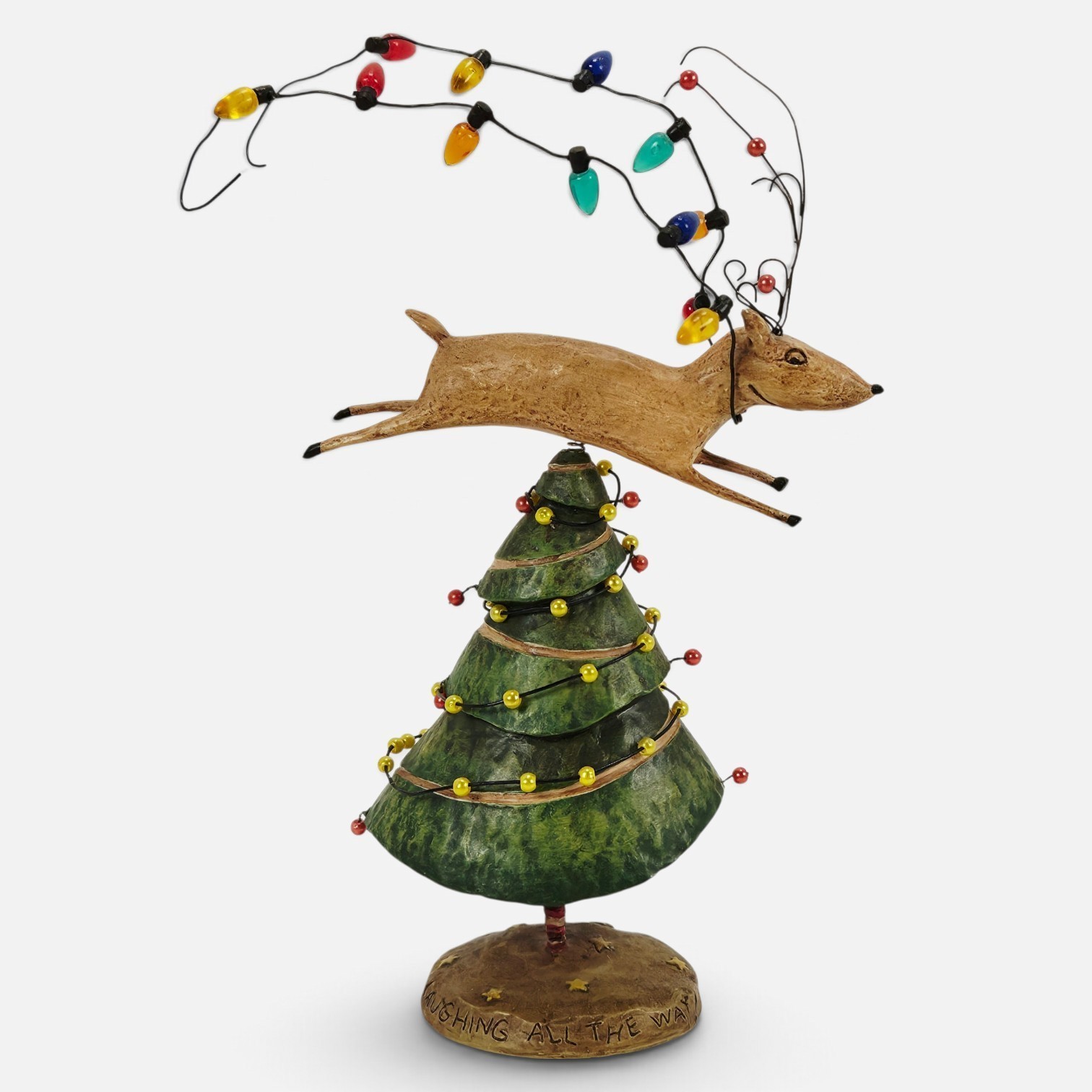 August Moon Laughing All The Way DiPaolo Christmas Tree Lights Reindeer 2005 7