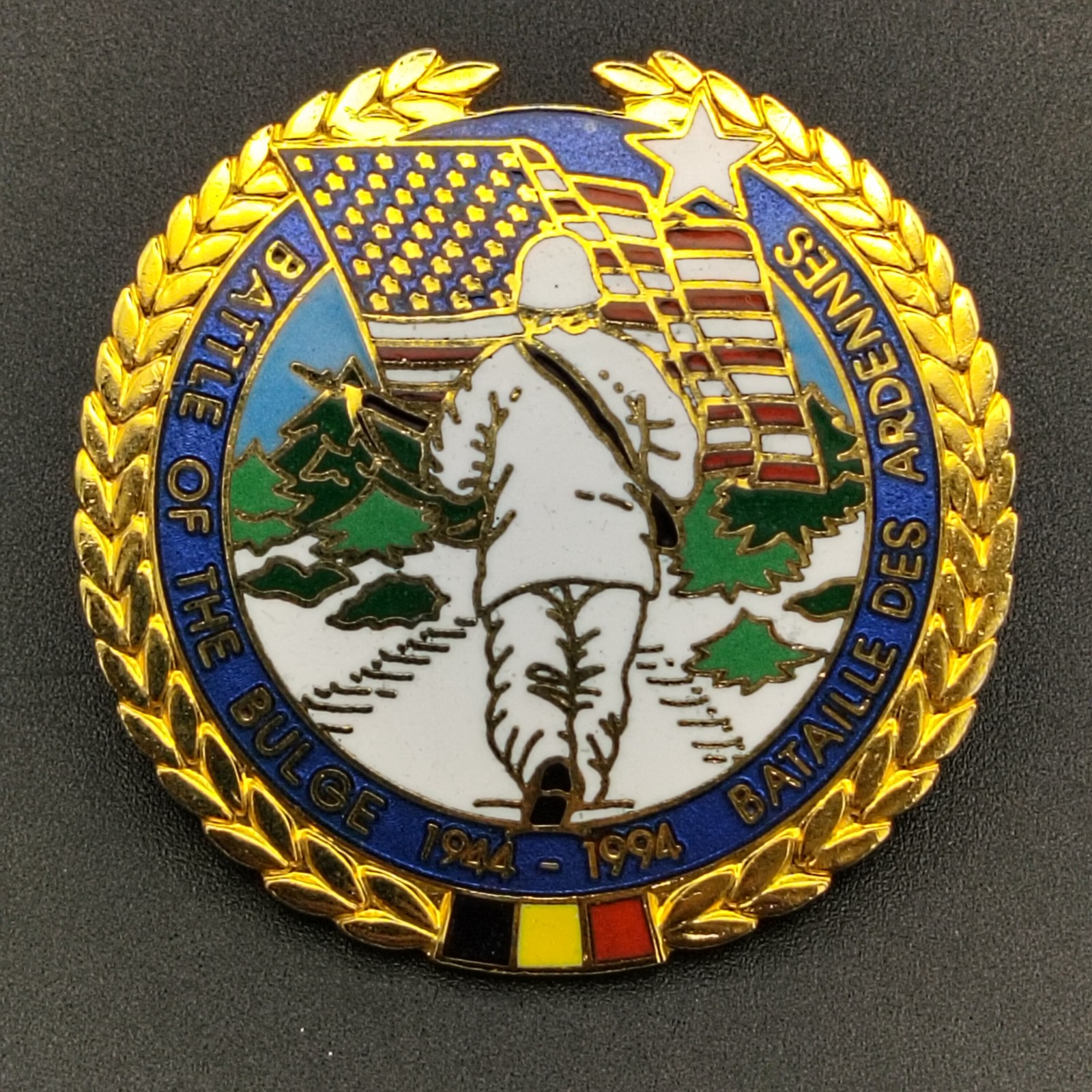 WWII Battle of the Bulge 50th Anniversary Commemorative Pin Badge 1944-1994