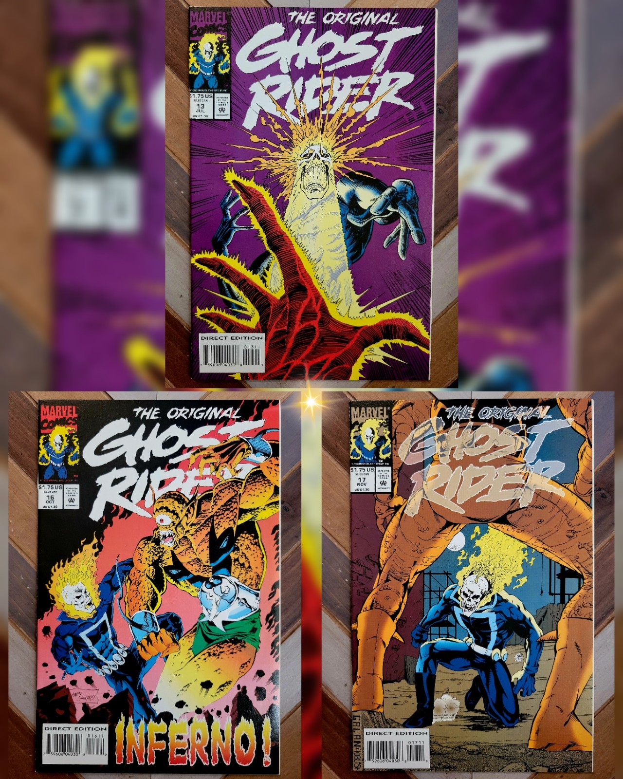 Lot of 3: Original Ghost Rider #13, 16, 17 (1993) Roulette Inferno Satan VF